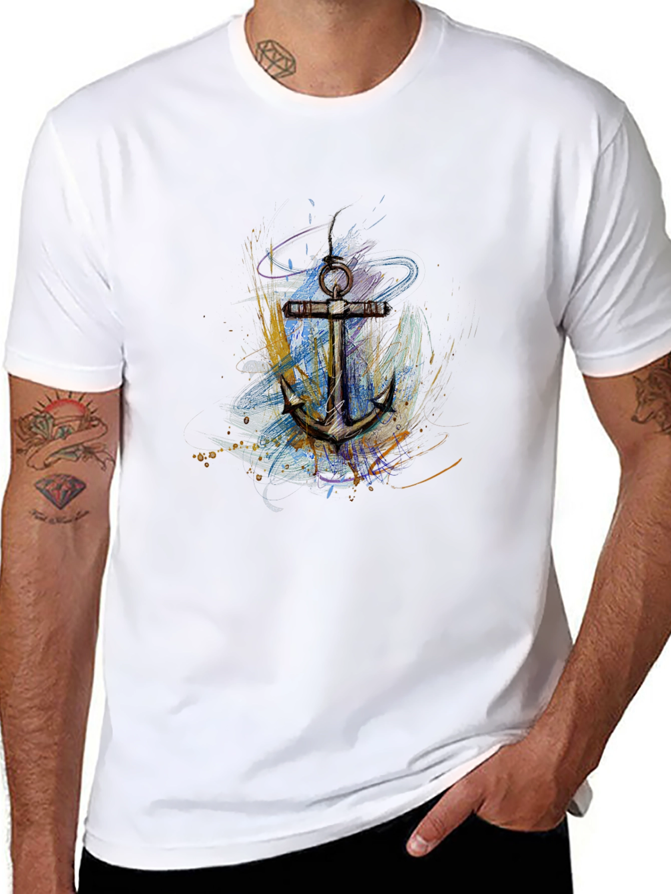 Nautical Anchor Graphic Black T-Shirt