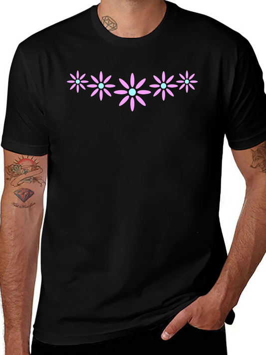 Floral Graphic Tee - Black T-Shirt with Flower Design