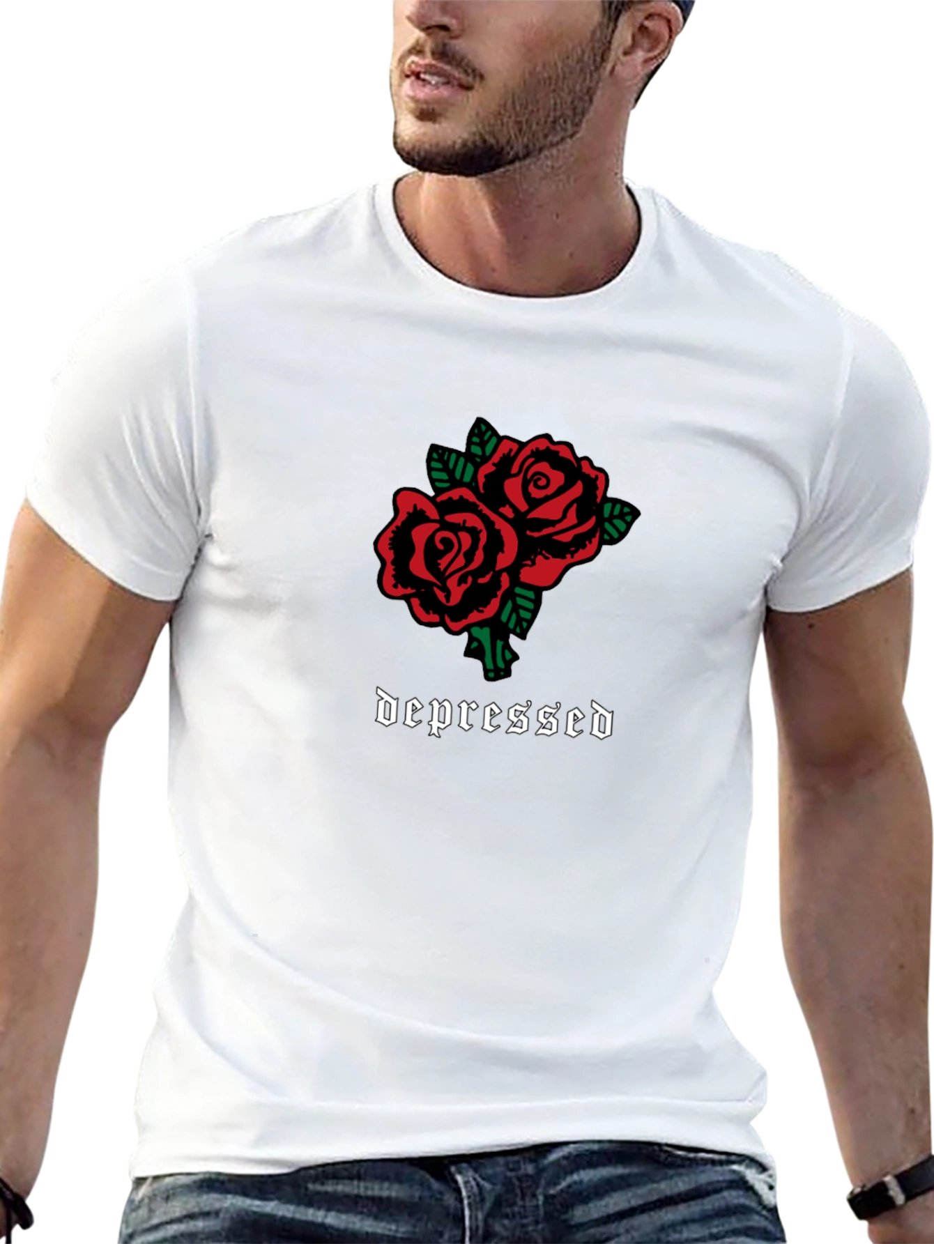 Depressed Roses Graphic T-Shirt - Black