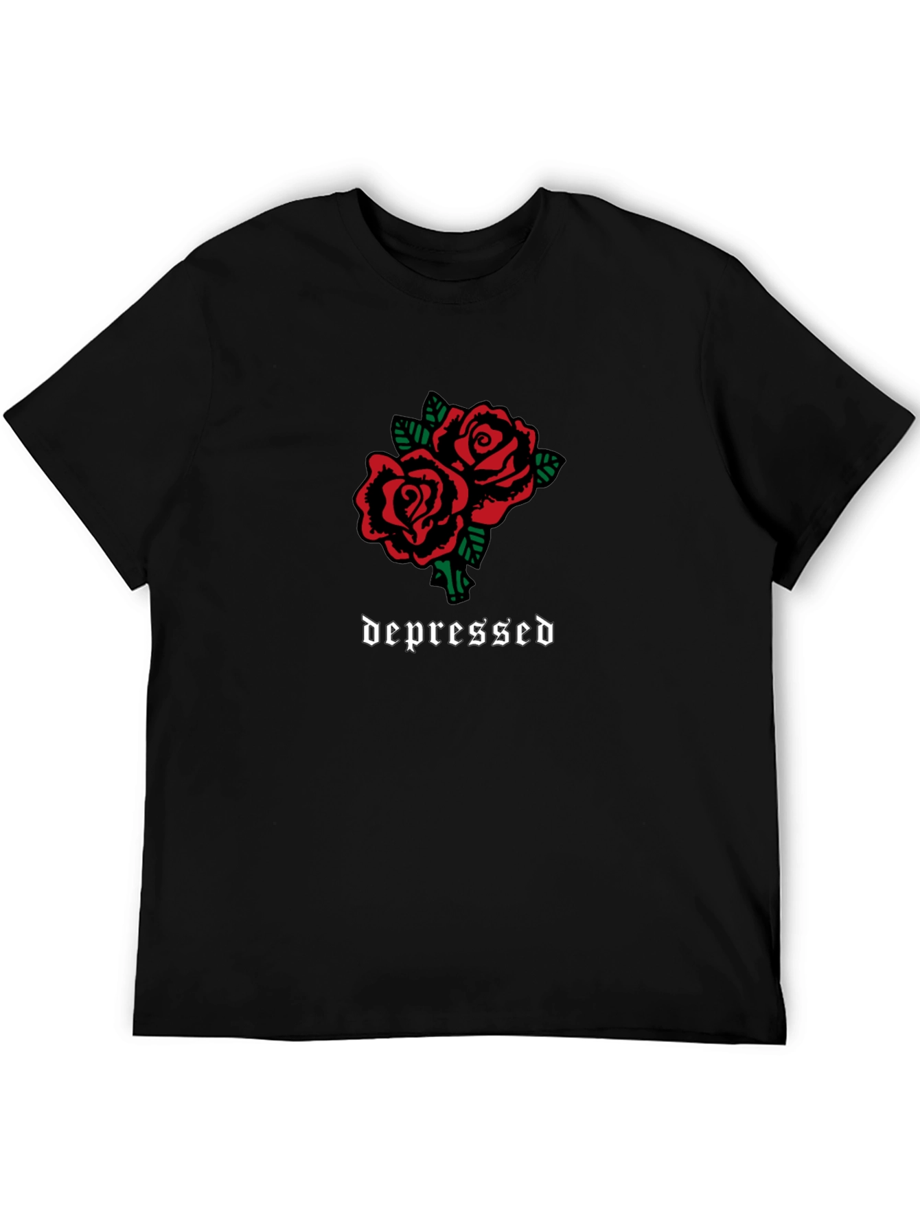 Depressed Roses Graphic T-Shirt - Black