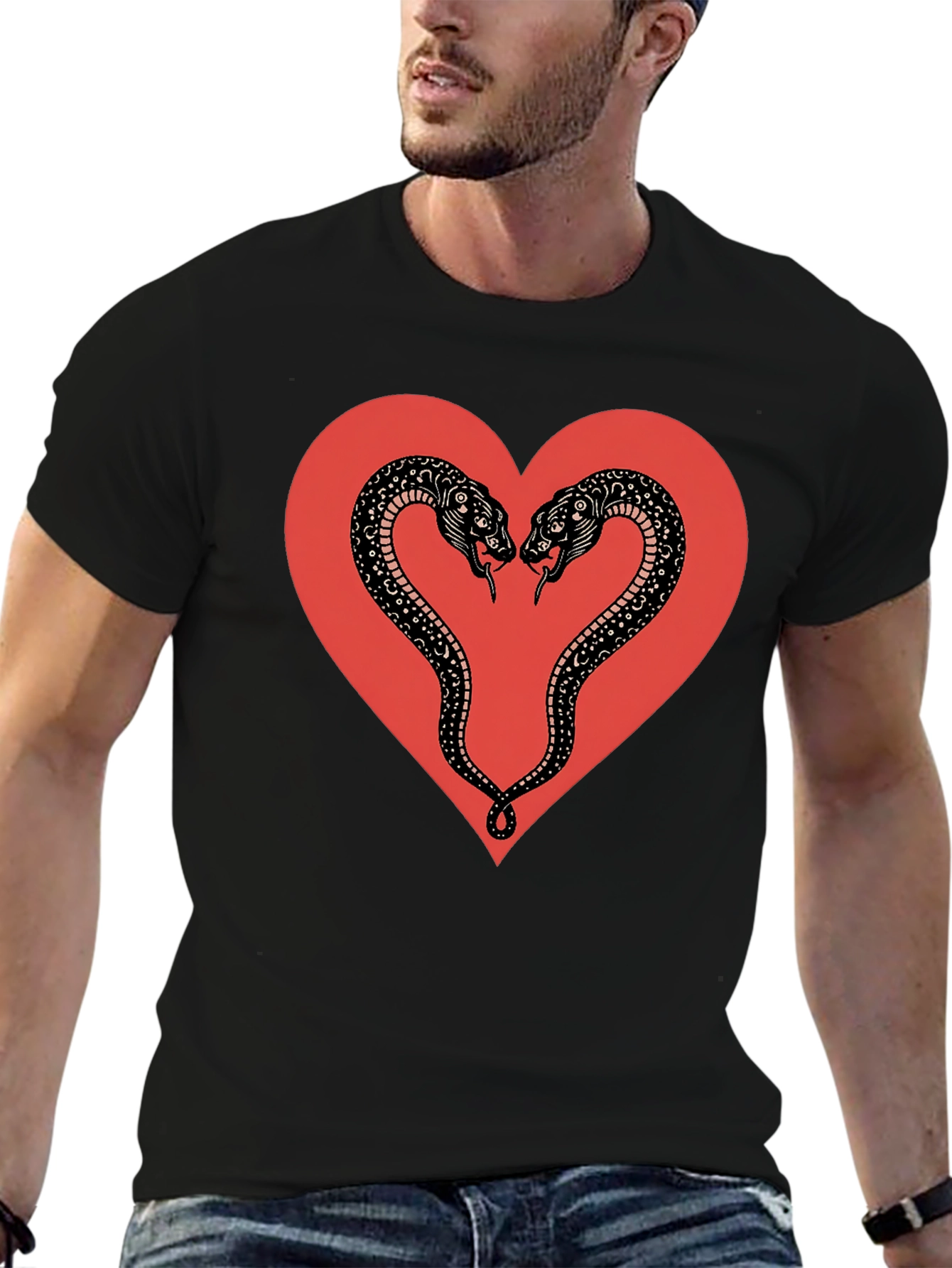 Snake Heart Graphic Tee - Gothic Love T-Shirt