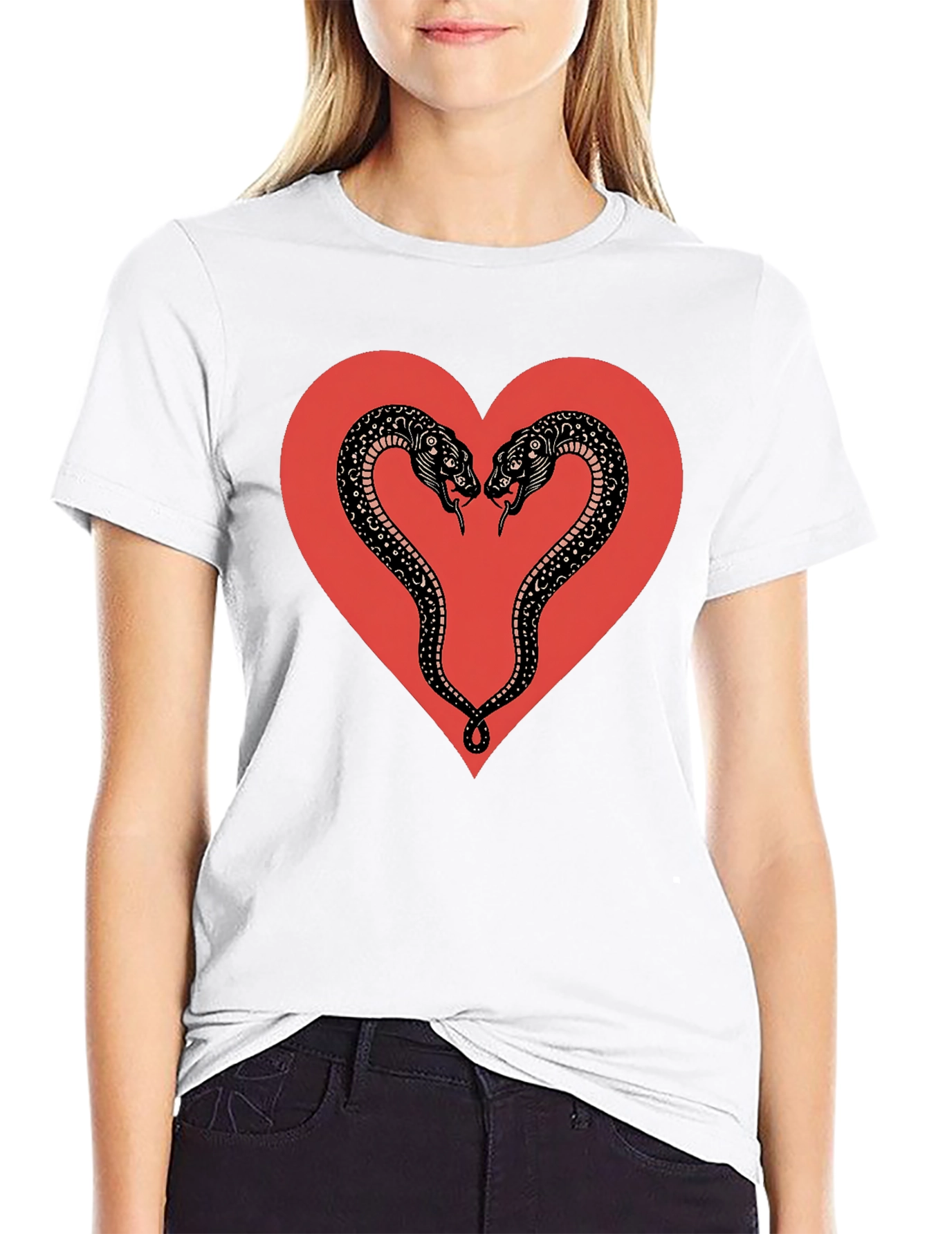 Snake Heart Graphic Tee - Gothic Love T-Shirt