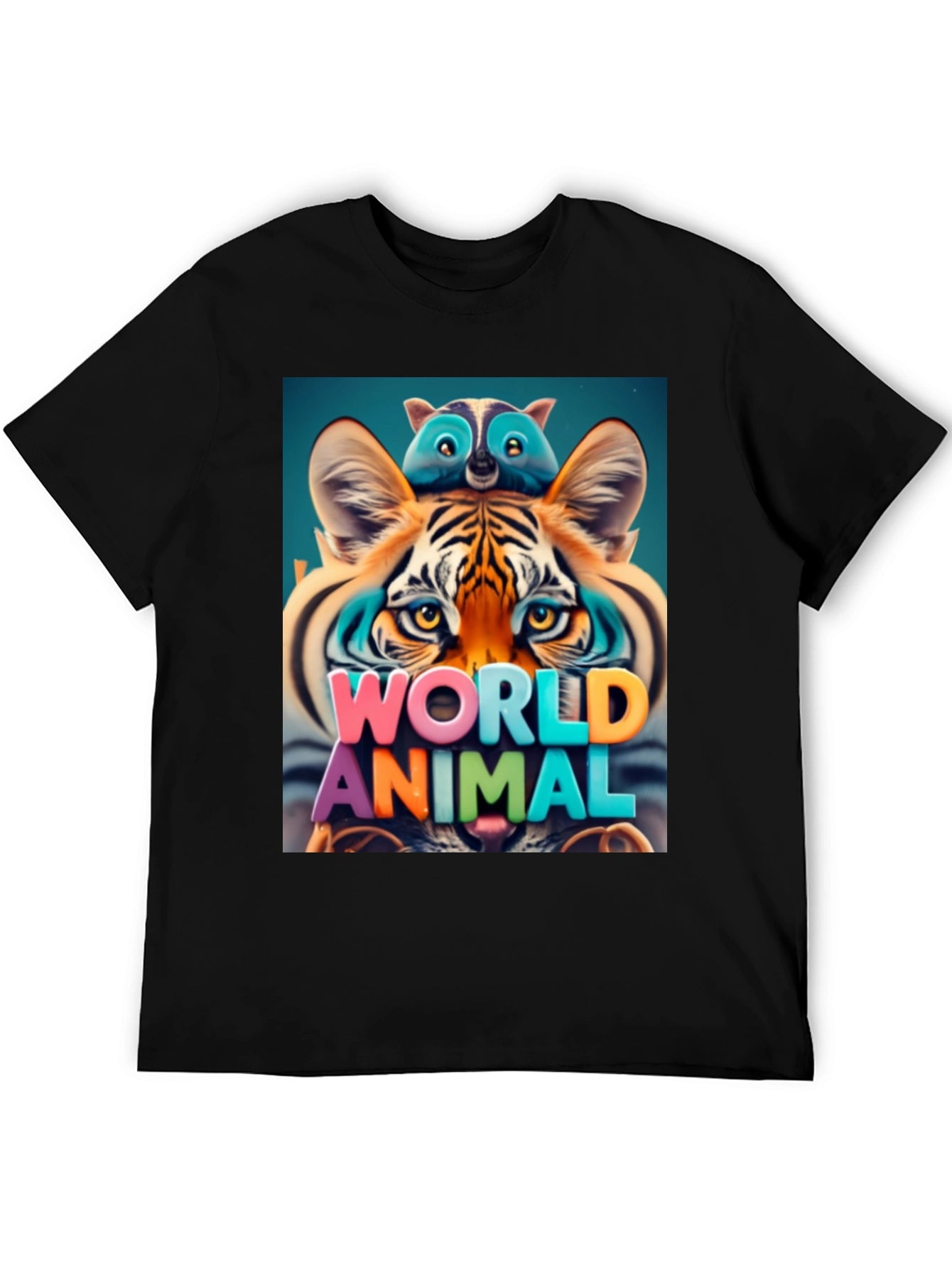 Cool Animal Graphic Tee - Tiger & Raccoon