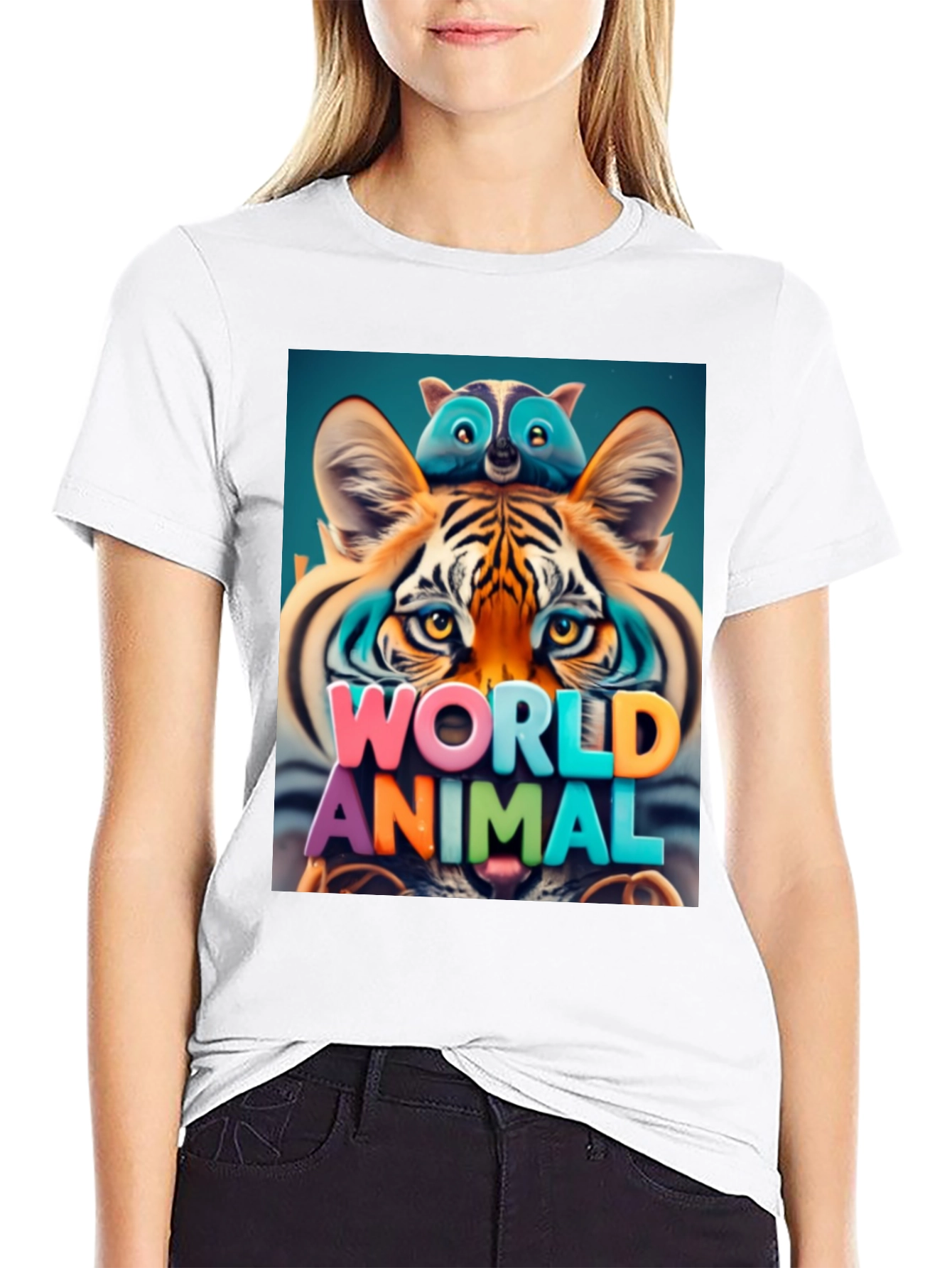 Cool Animal Graphic Tee - Tiger & Raccoon