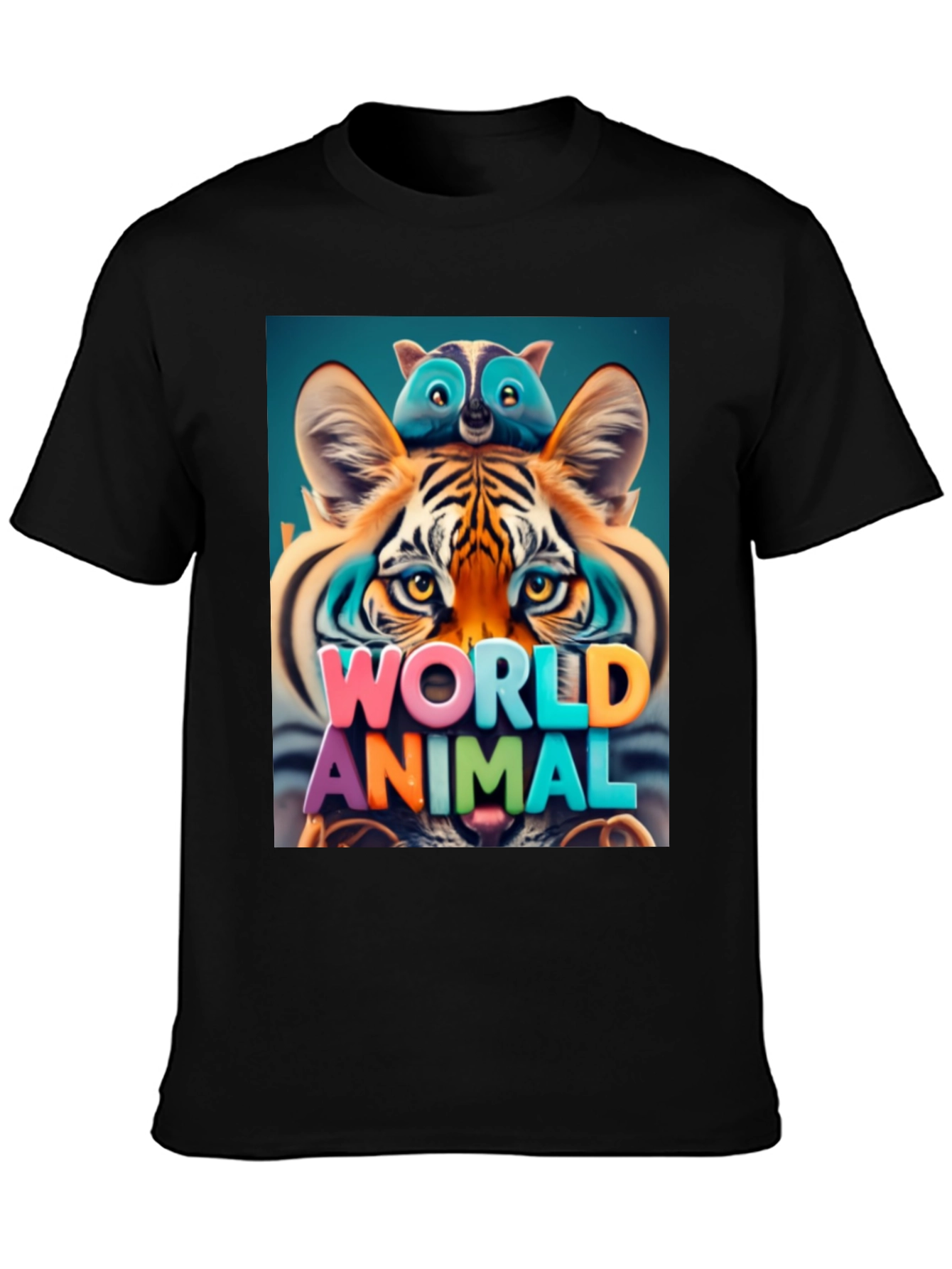 Cool Animal Graphic Tee - Tiger & Raccoon