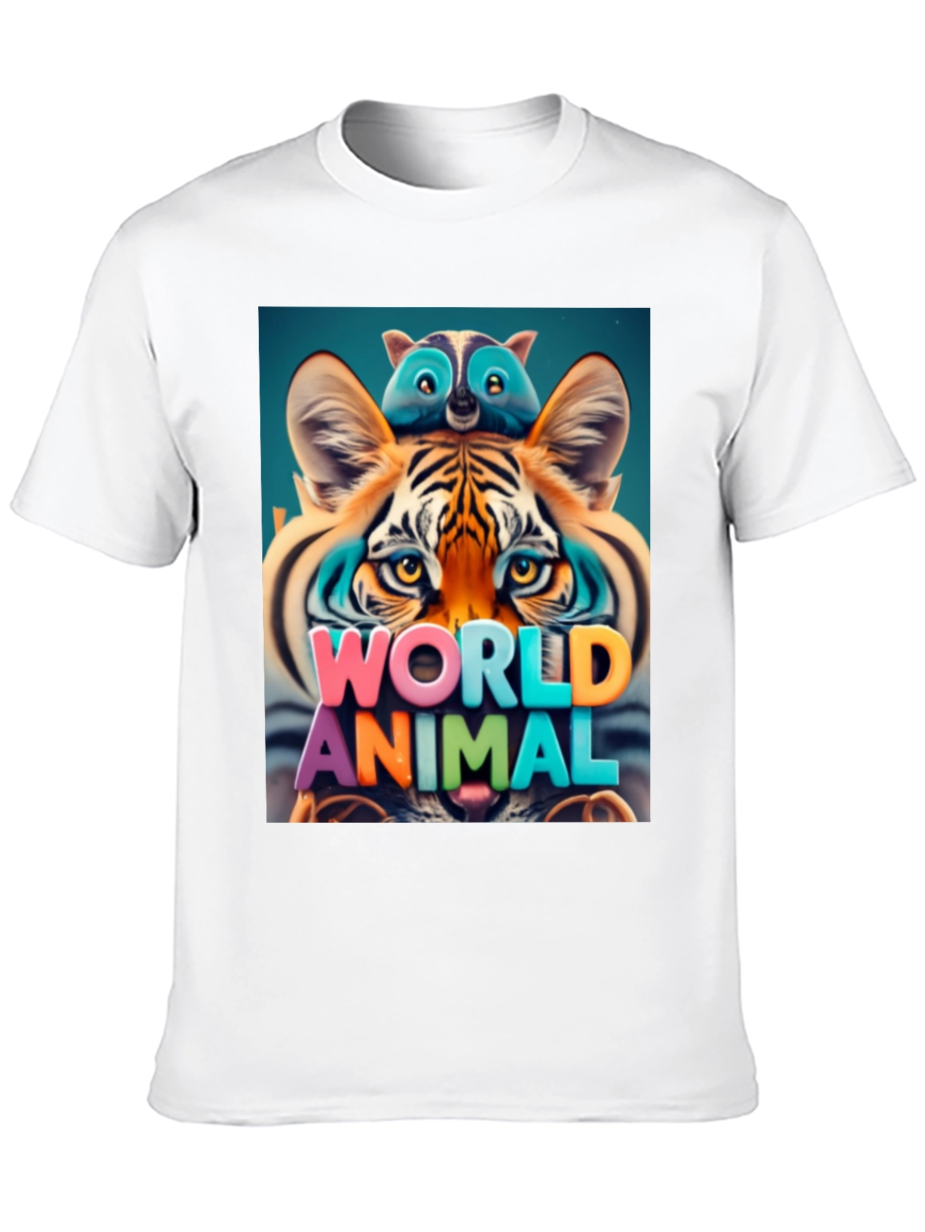 Cool Animal Graphic Tee - Tiger & Raccoon