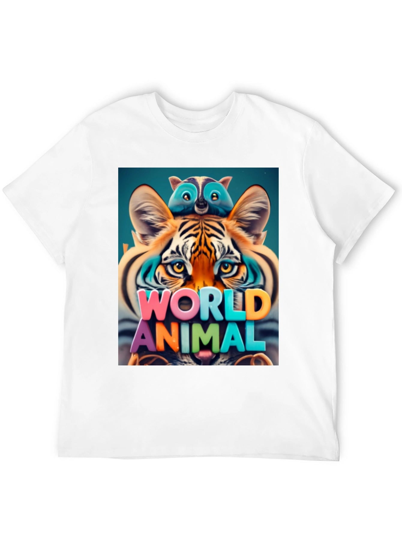 Cool Animal Graphic Tee - Tiger & Raccoon