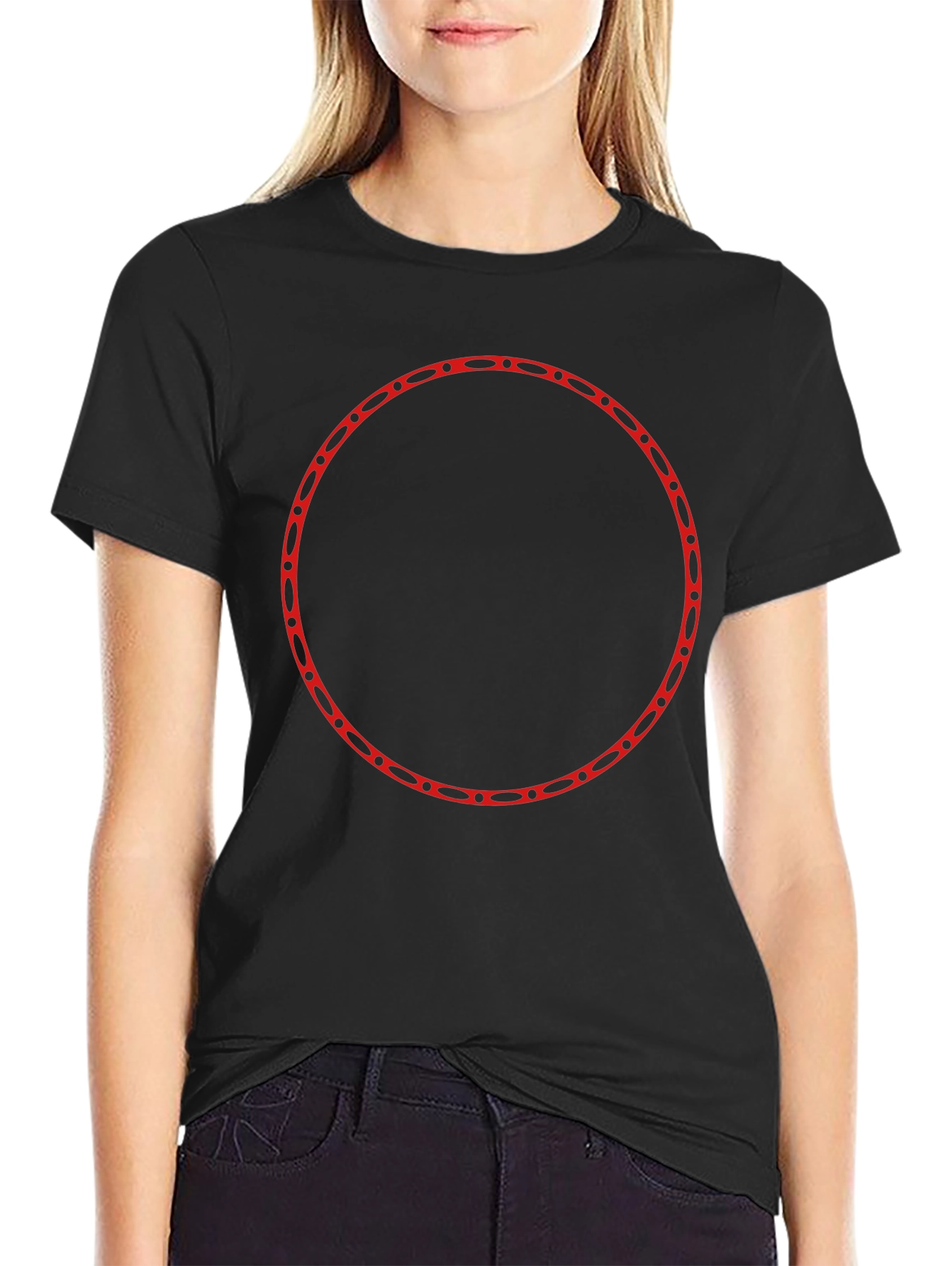 Modern Black T-Shirt with Red Circle Design