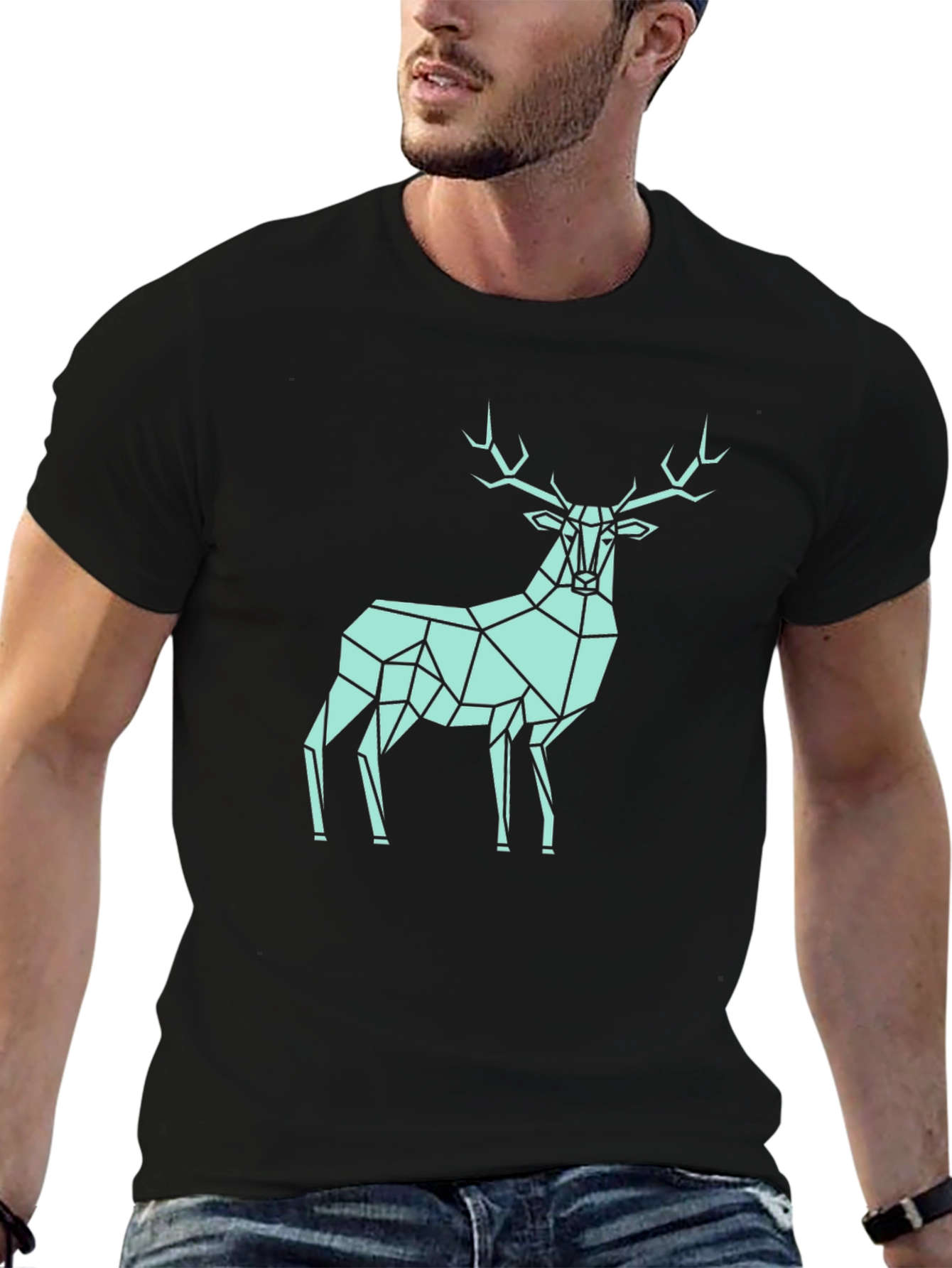 Geometric Deer Graphic Tee - Modern Style Shirt
