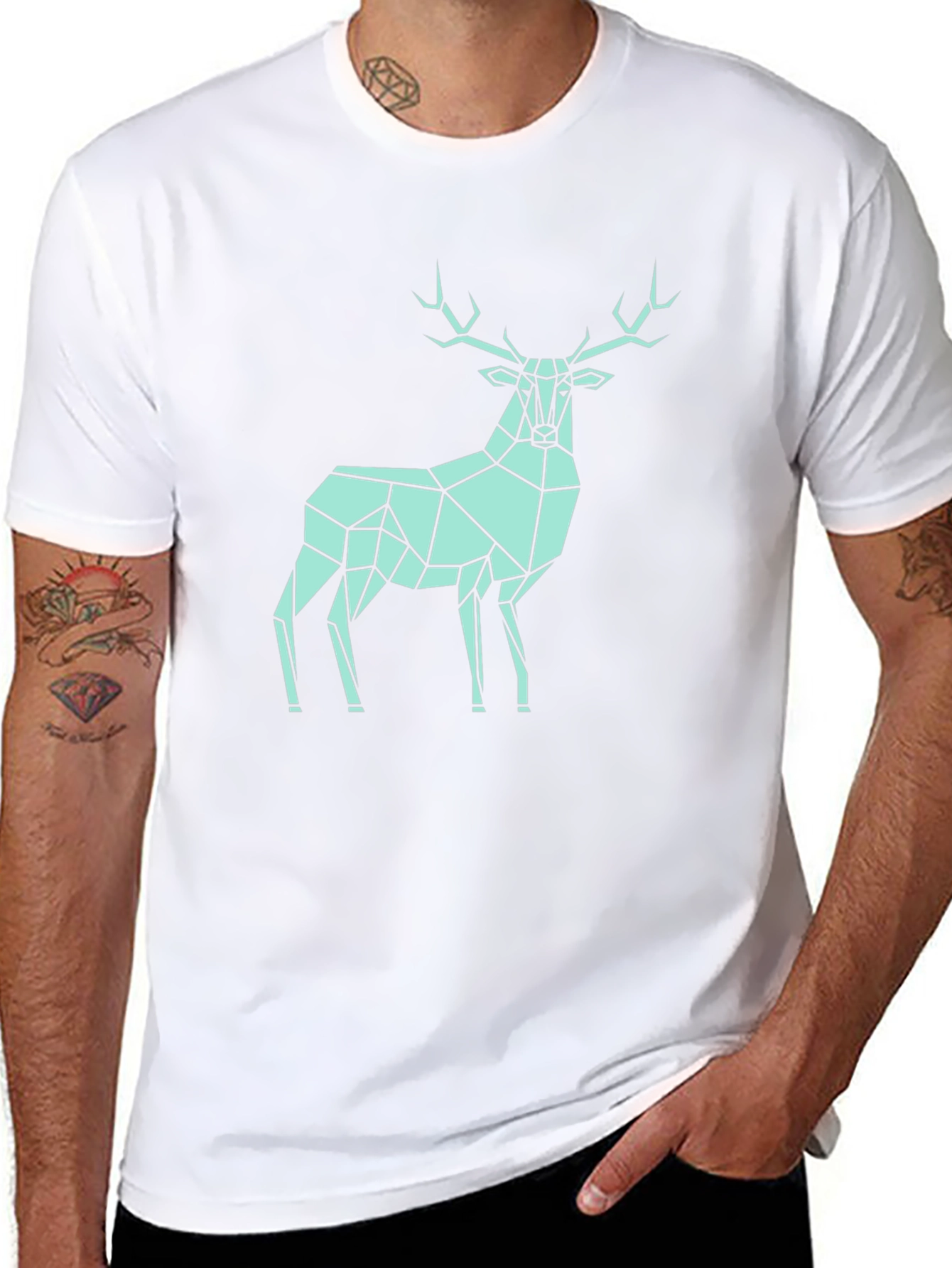 Geometric Deer Graphic Tee - Modern Style Shirt