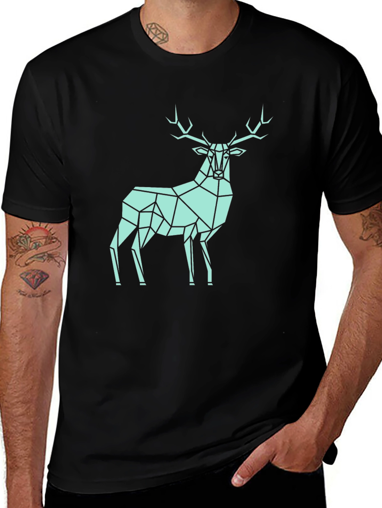 Geometric Deer Graphic Tee - Modern Style Shirt