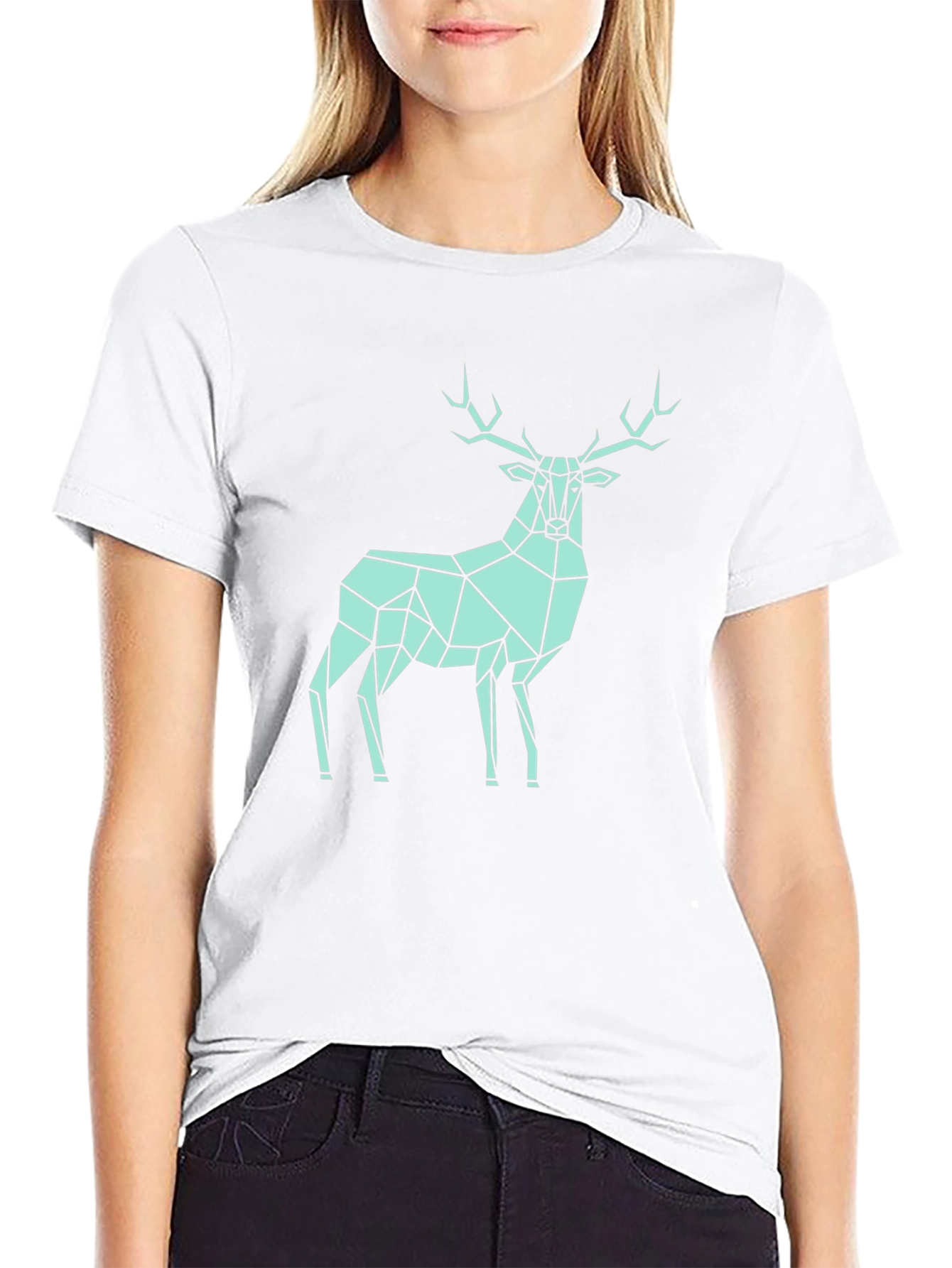 Geometric Deer Graphic Tee - Modern Style Shirt