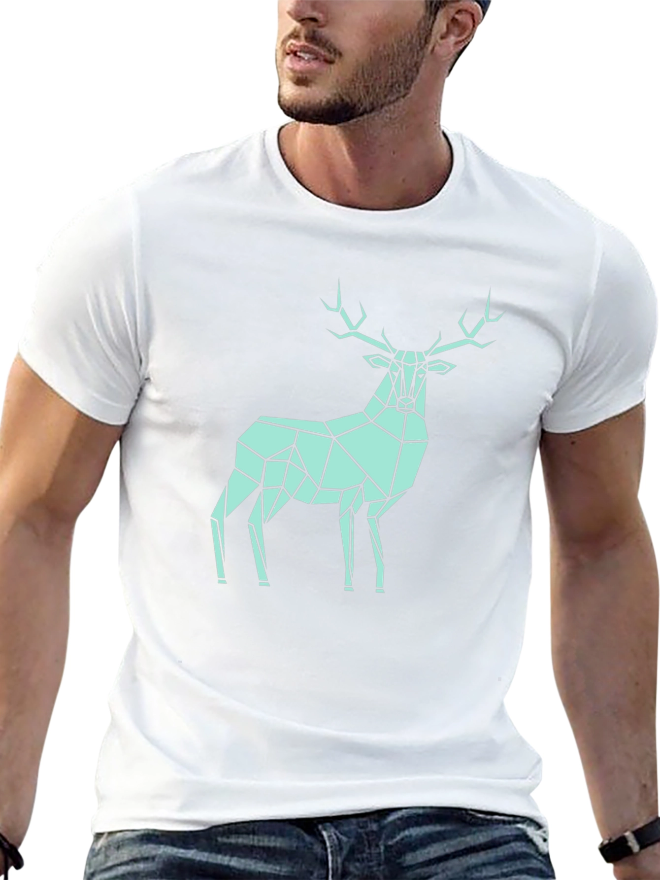 Geometric Deer Graphic Tee - Modern Style Shirt
