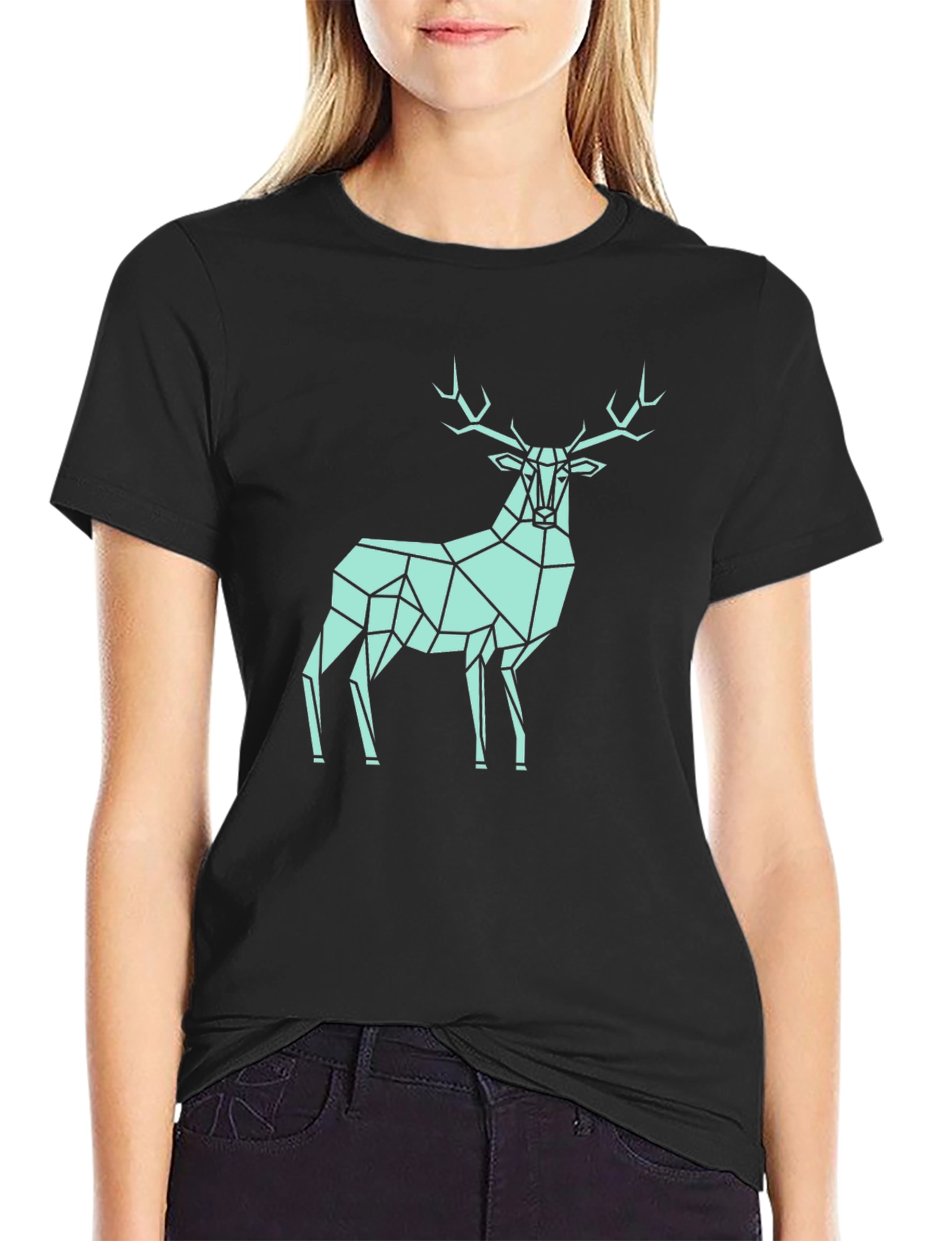 Geometric Deer Graphic Tee - Modern Style Shirt