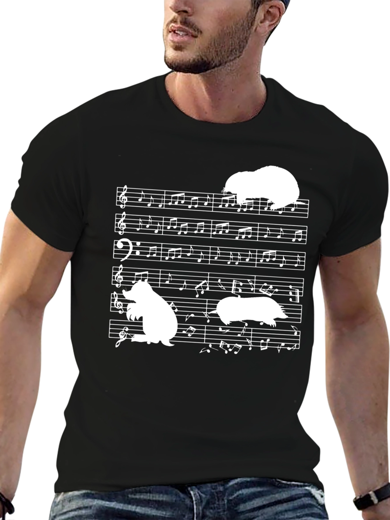 Musical Mole T-Shirt - Black Unique Graphic Tee