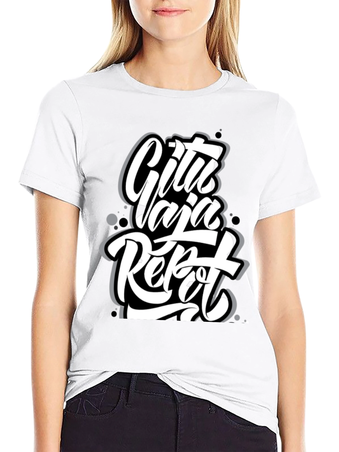 Urban Style Graphic Tee - Cita Yaja Repot Black