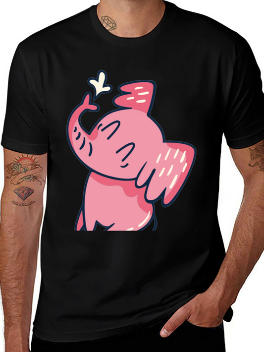Cute Pink Elephant Graphic T-Shirt
