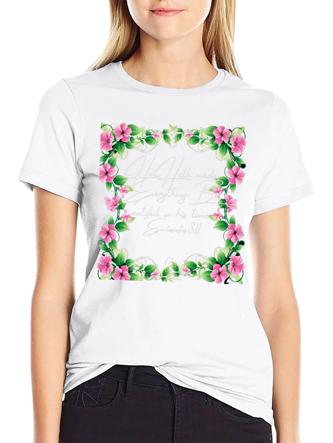 Floral Scripture T-Shirt - Beautiful in His Time