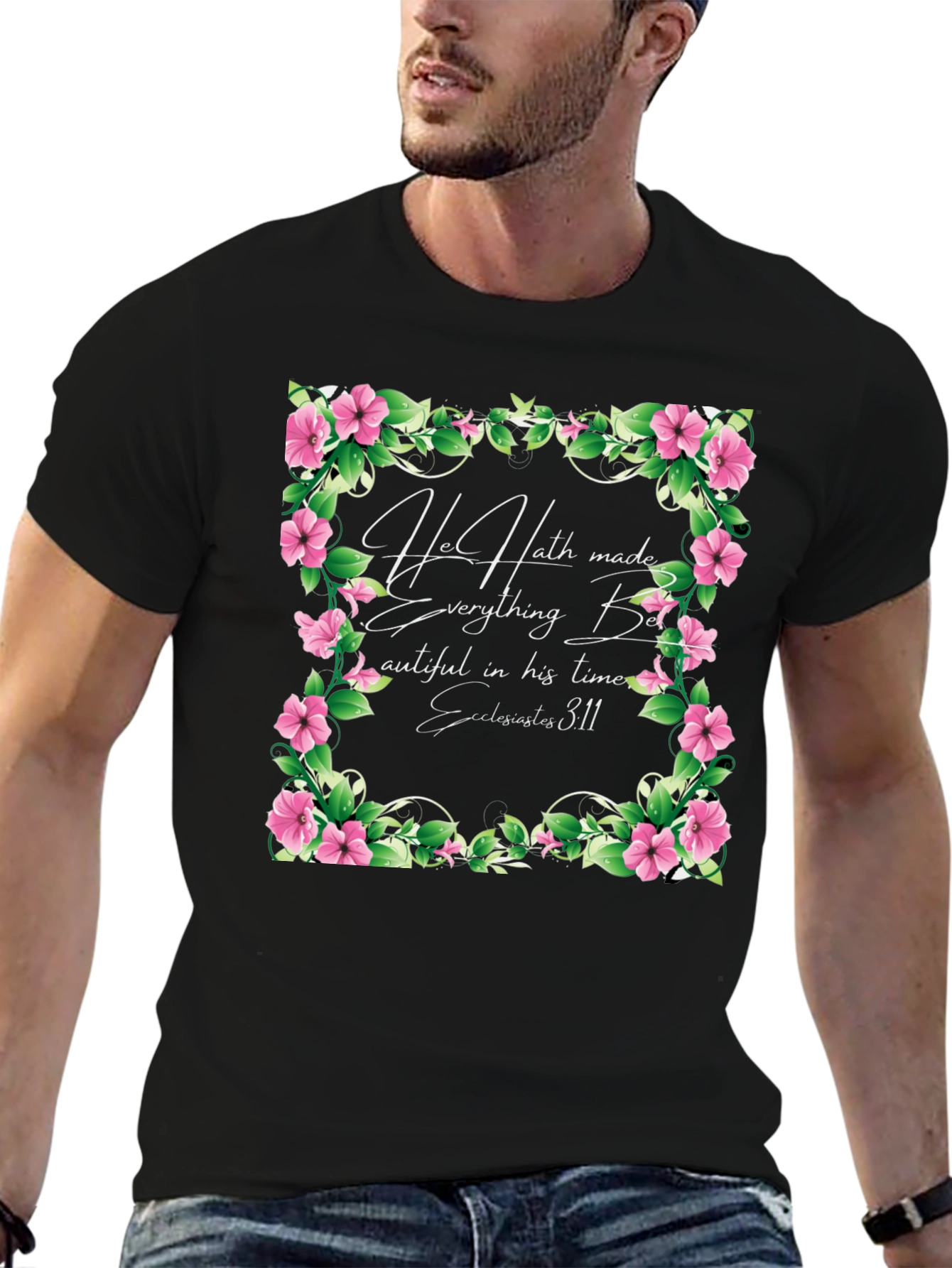 Floral Scripture T-Shirt - Beautiful in His Time