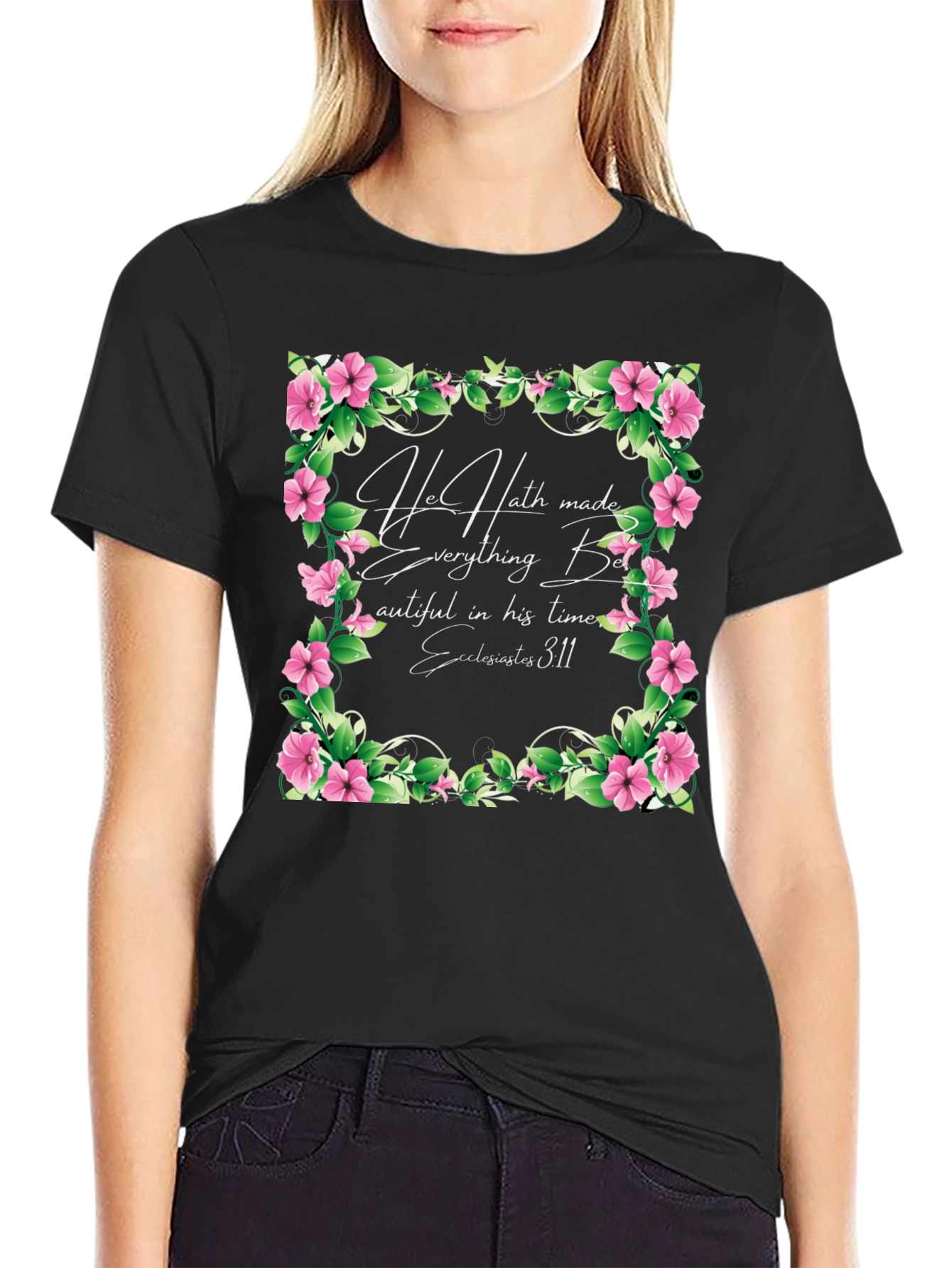 Floral Scripture T-Shirt - Beautiful in His Time