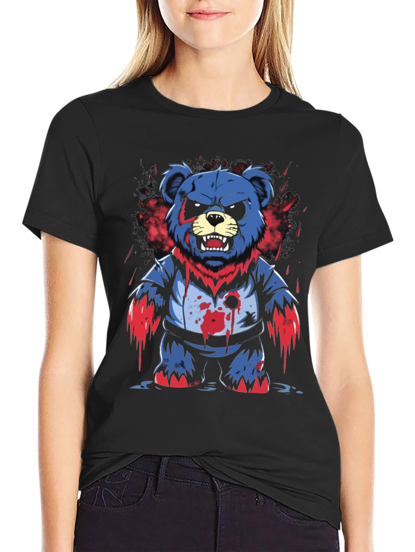 Mens Graphic Tee: Zombie Bear Design