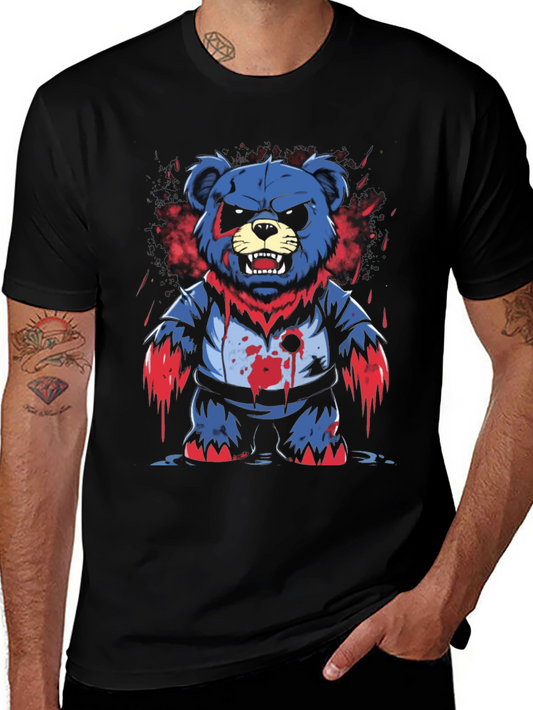 Mens Graphic Tee: Zombie Bear Design