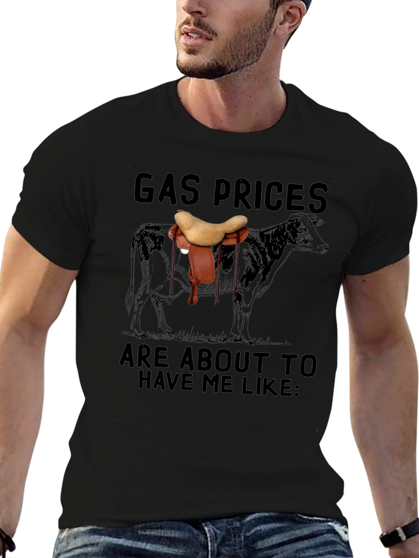 Gas Prices Cow Saddle T-Shirt