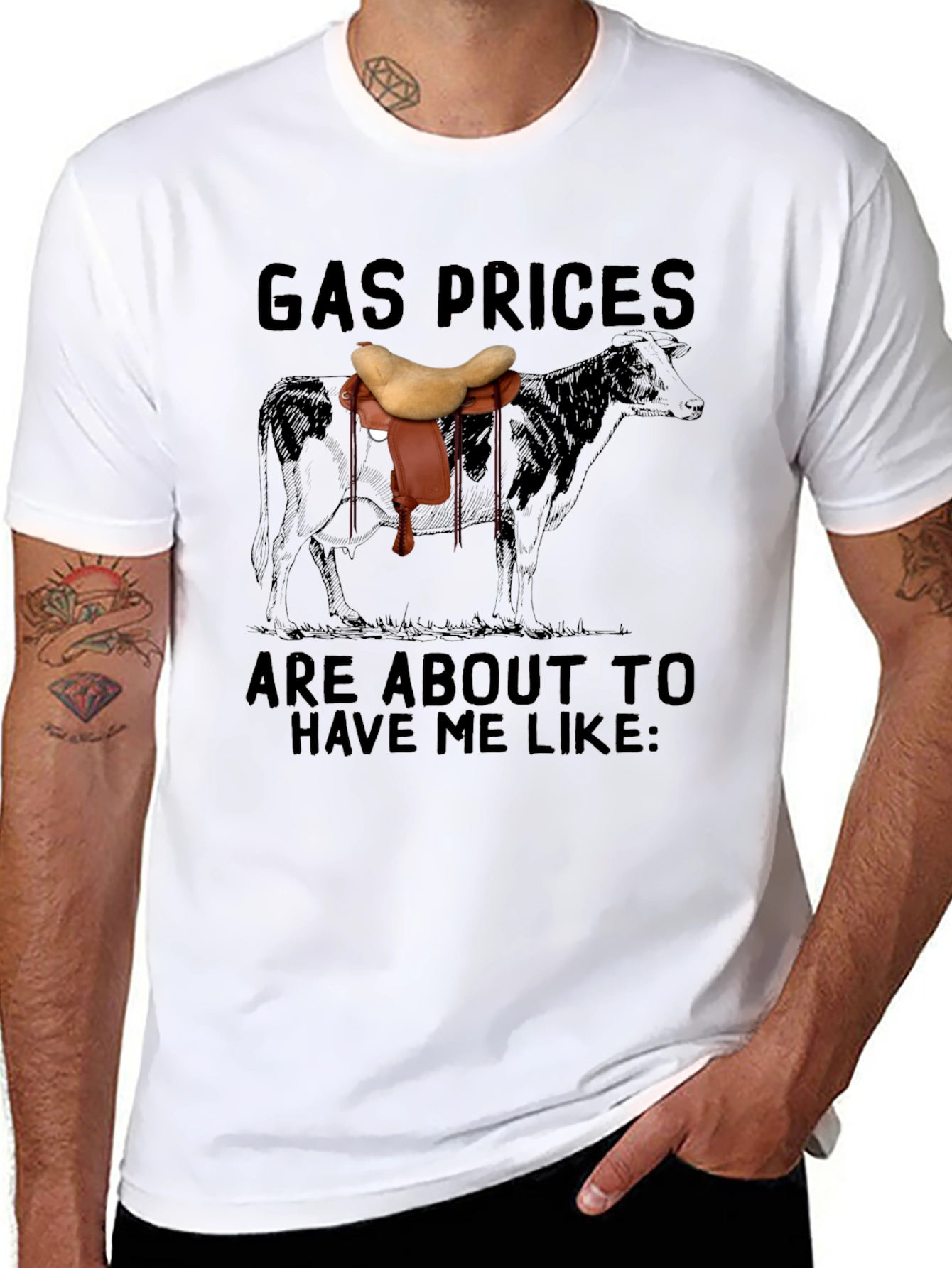 Gas Prices Cow Saddle T-Shirt