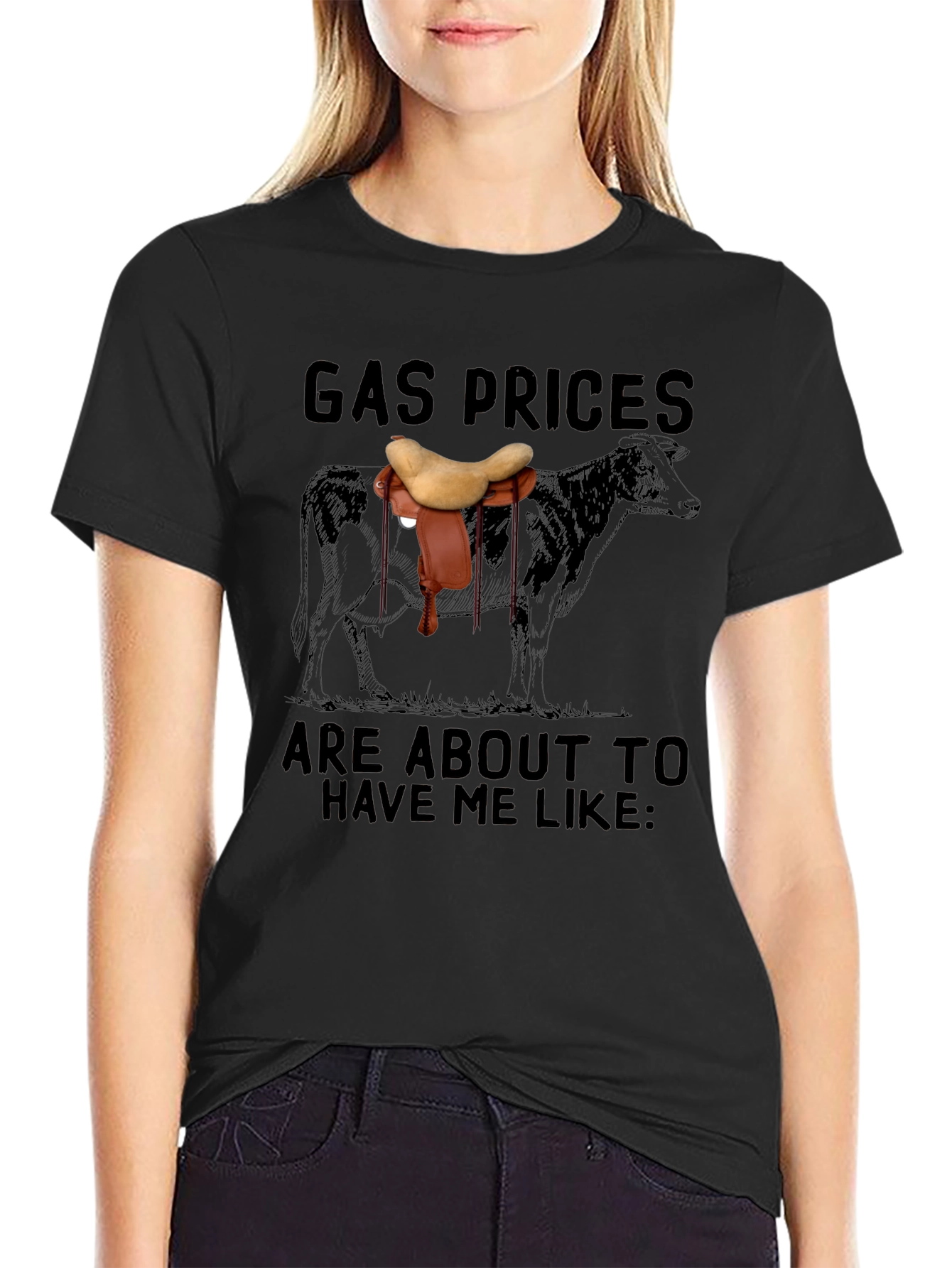 Gas Prices Cow Saddle T-Shirt