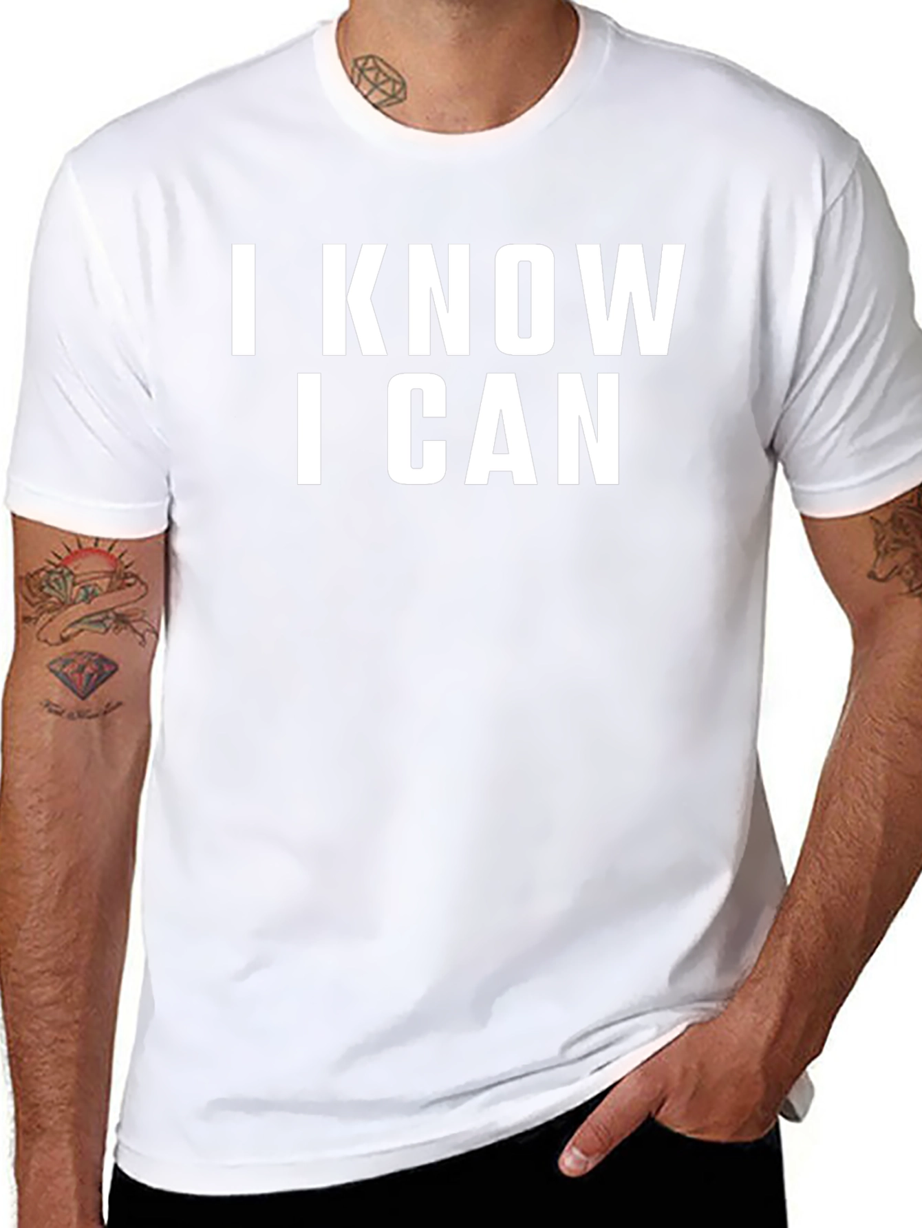I KNOW I CAN T-Shirt - Motivational Black Tee