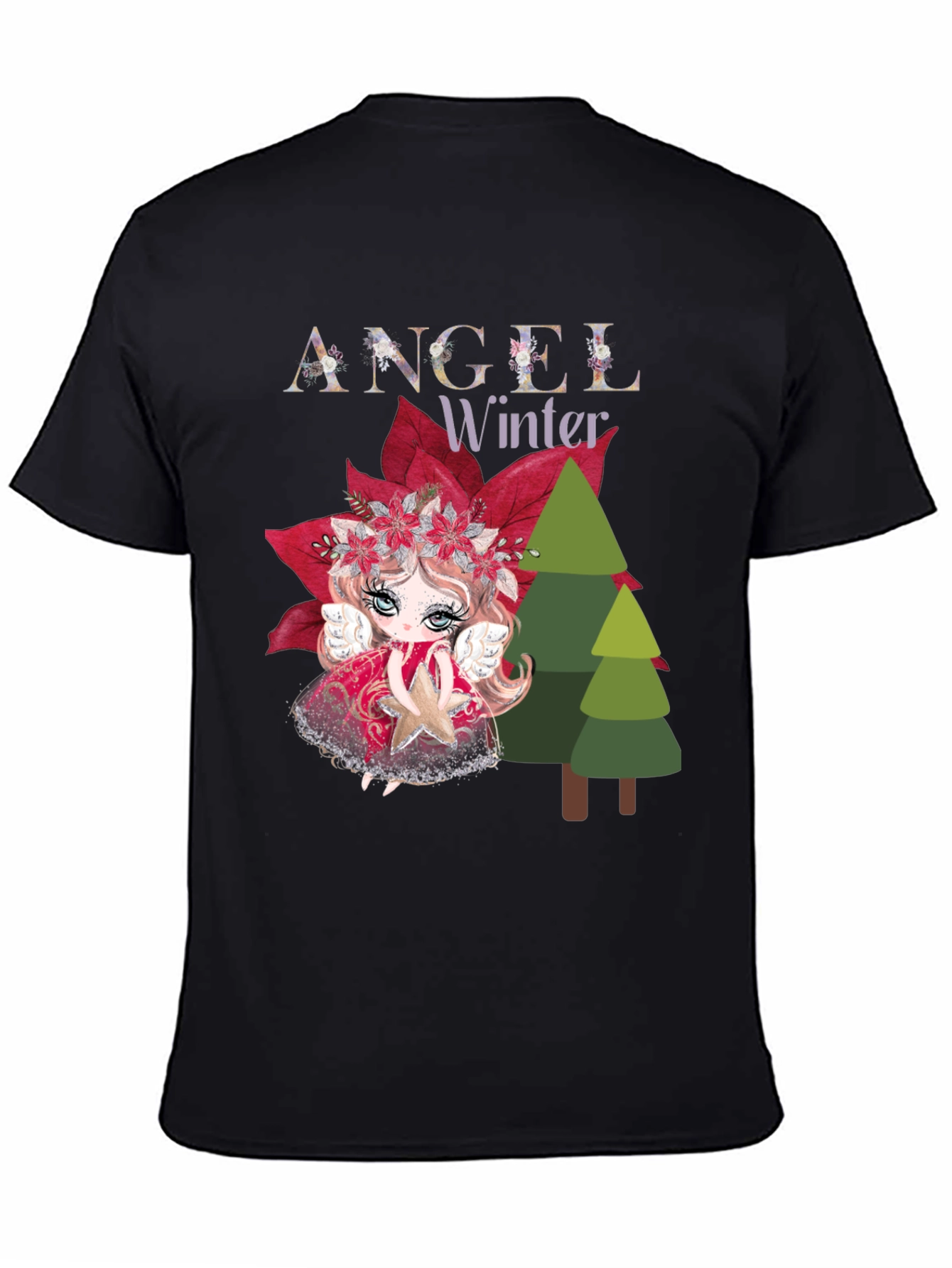 Angel Winter Graphic Tee - Holiday Festive Shirt