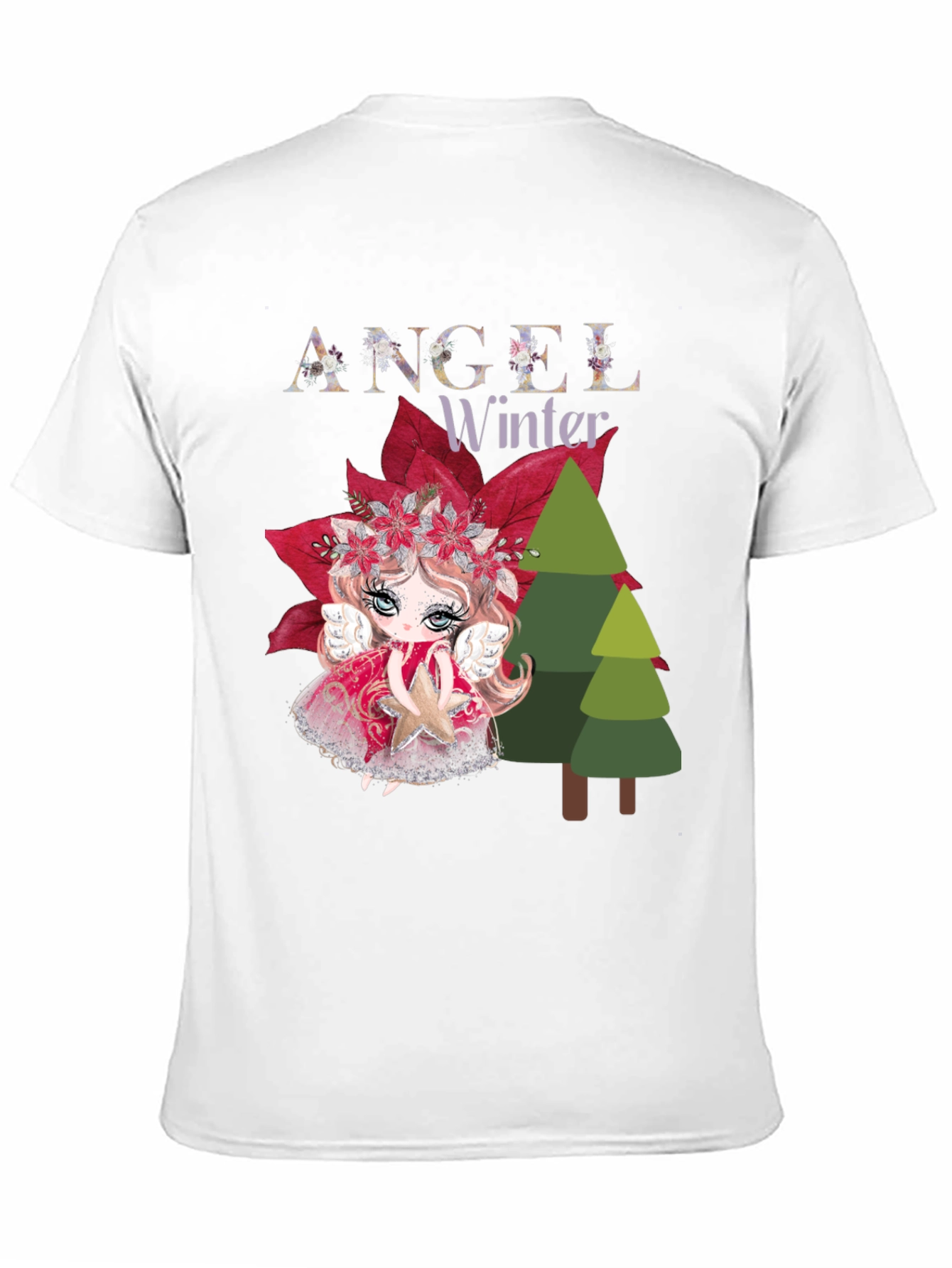 Angel Winter Graphic Tee - Holiday Festive Shirt