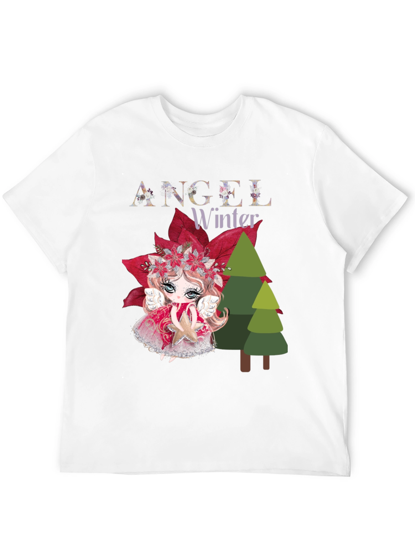 Angel Winter Graphic Tee - Holiday Festive Shirt