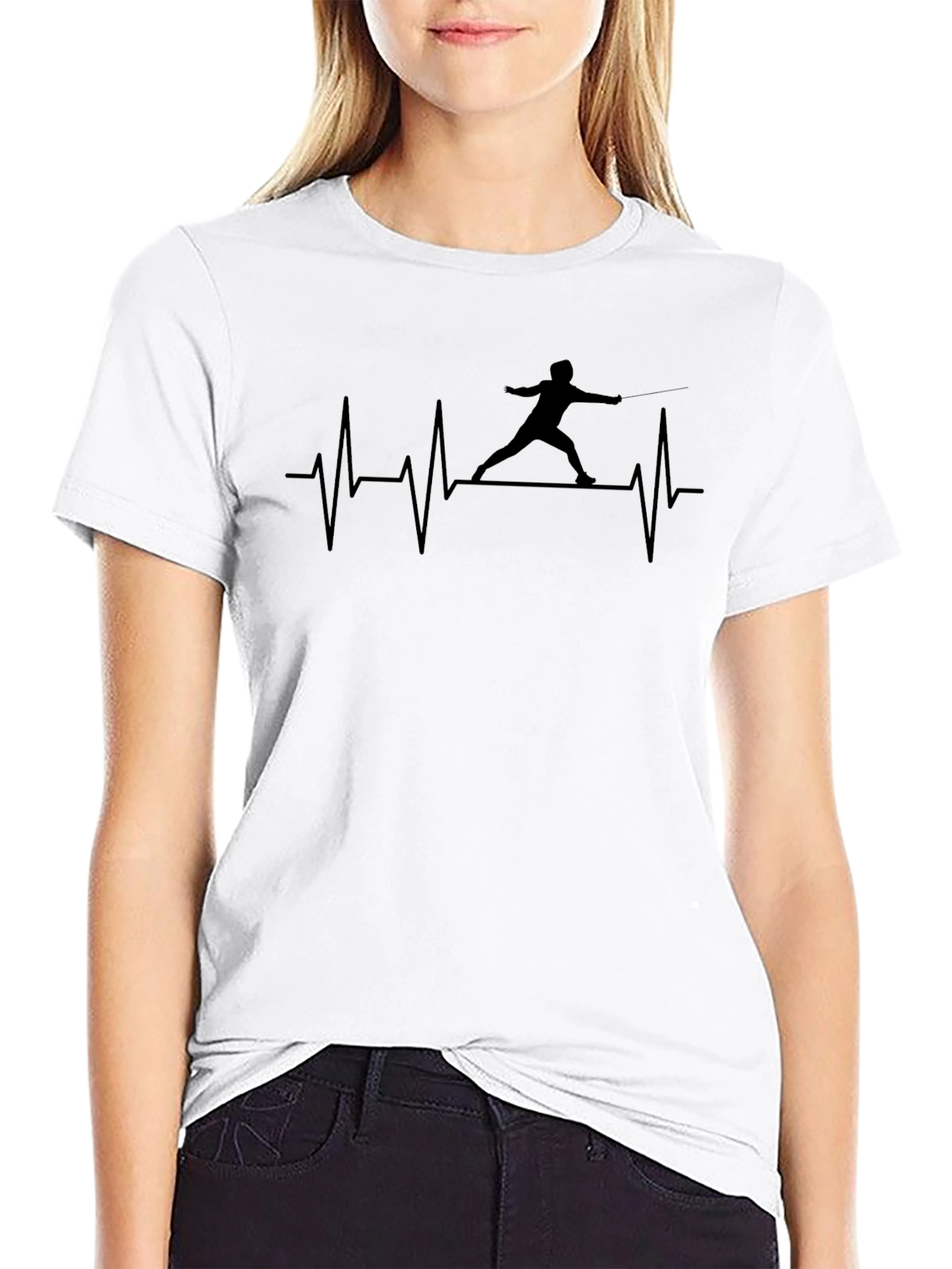 Fencer Heartbeat T-Shirt - Black Cotton Tee