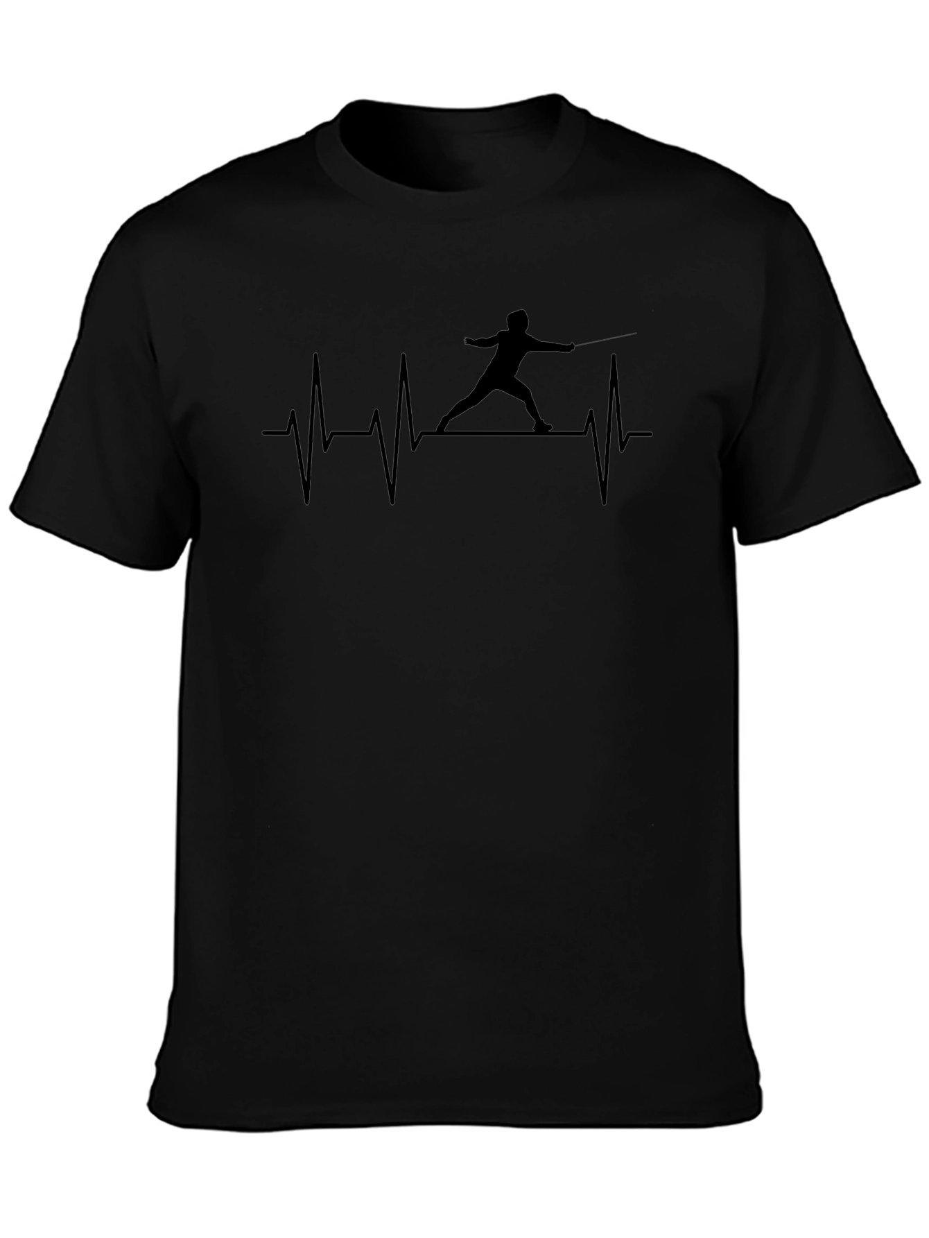 Fencer Heartbeat T-Shirt - Black Cotton Tee