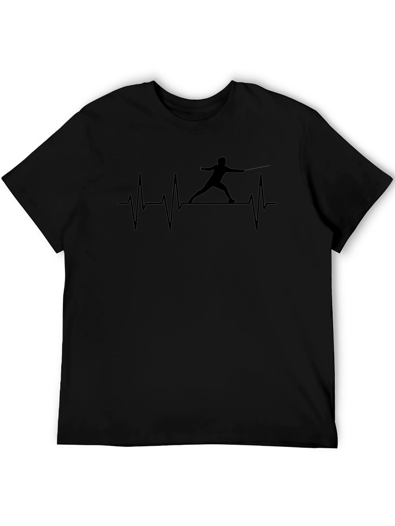 Fencer Heartbeat T-Shirt - Black Cotton Tee