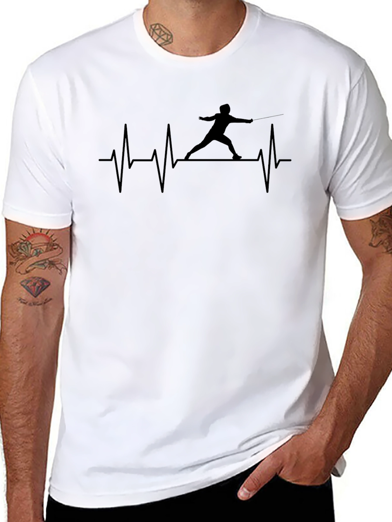 Fencer Heartbeat T-Shirt - Black Cotton Tee
