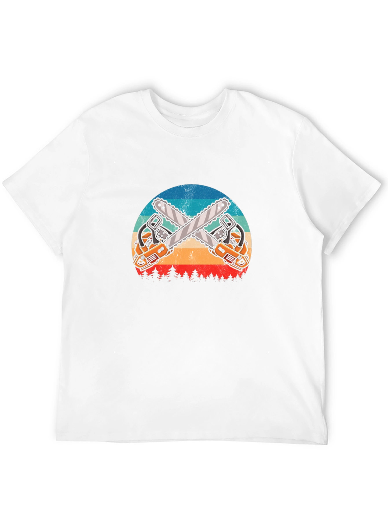 Crossed Chainsaws Black Graphic T-Shirt