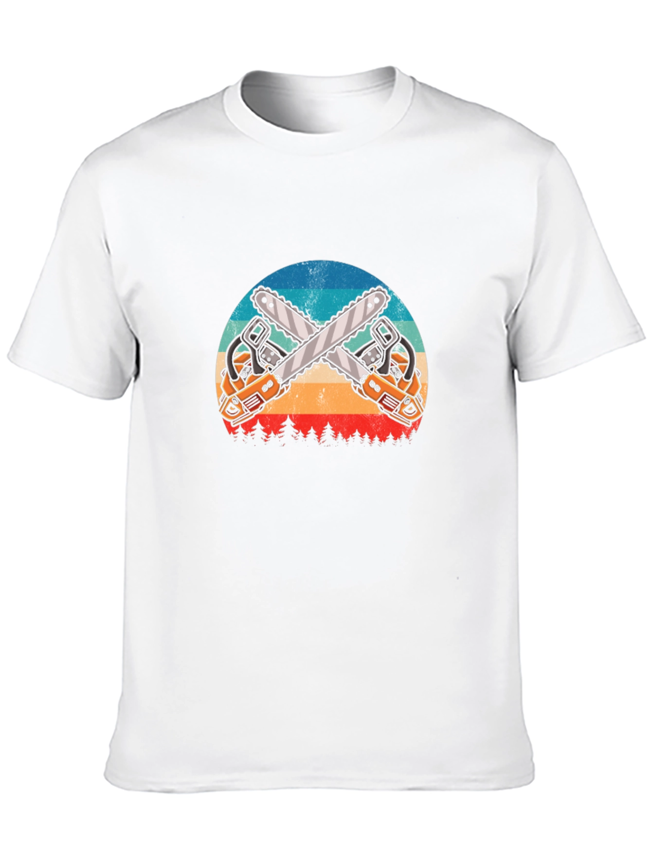 Crossed Chainsaws Black Graphic T-Shirt