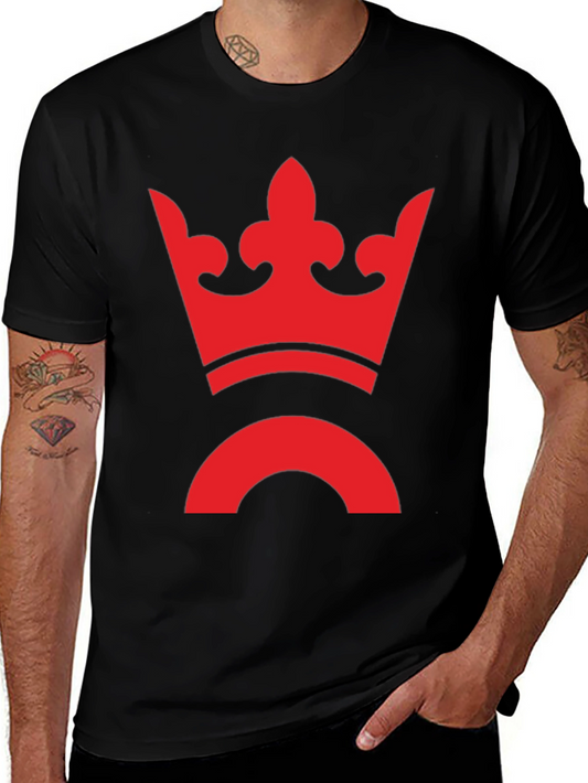 Crown Logo T-Shirt - Red Graphic Print on Black Tee