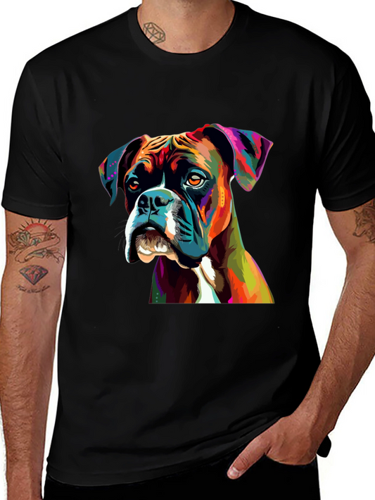 Boxer Dog Colorful Graphic Print T-Shirt