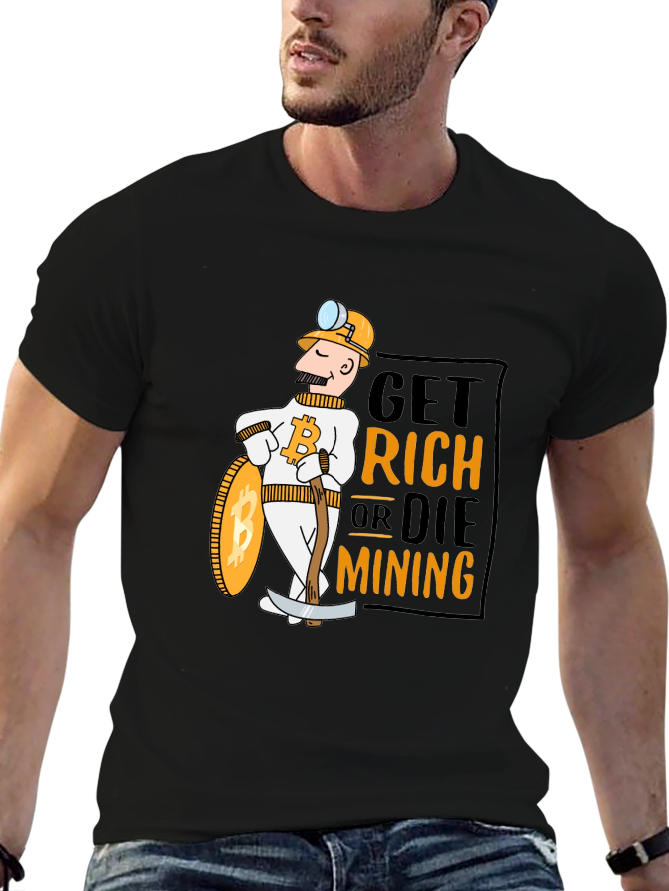 Get Rich or Die Mining Bitcoin Crypto T-Shirt