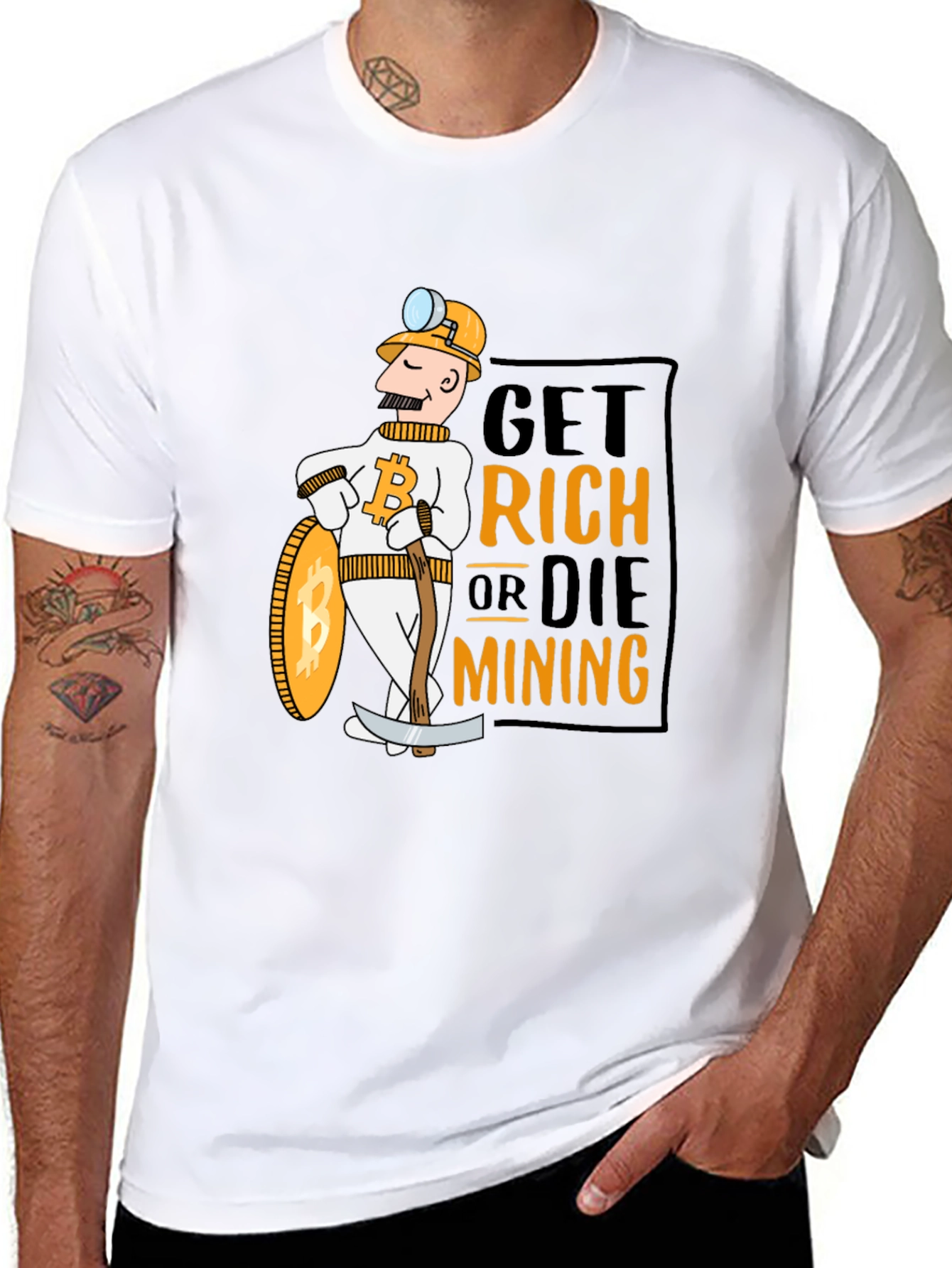 Get Rich or Die Mining Bitcoin Crypto T-Shirt