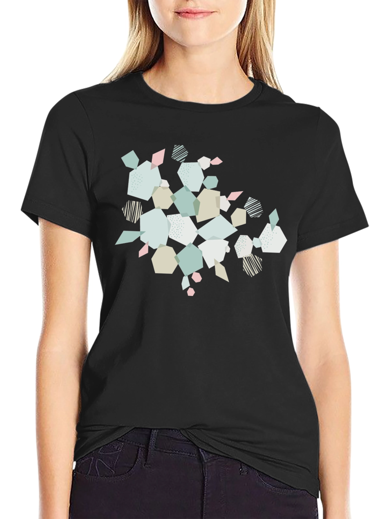 Geometric Print Black T-Shirt