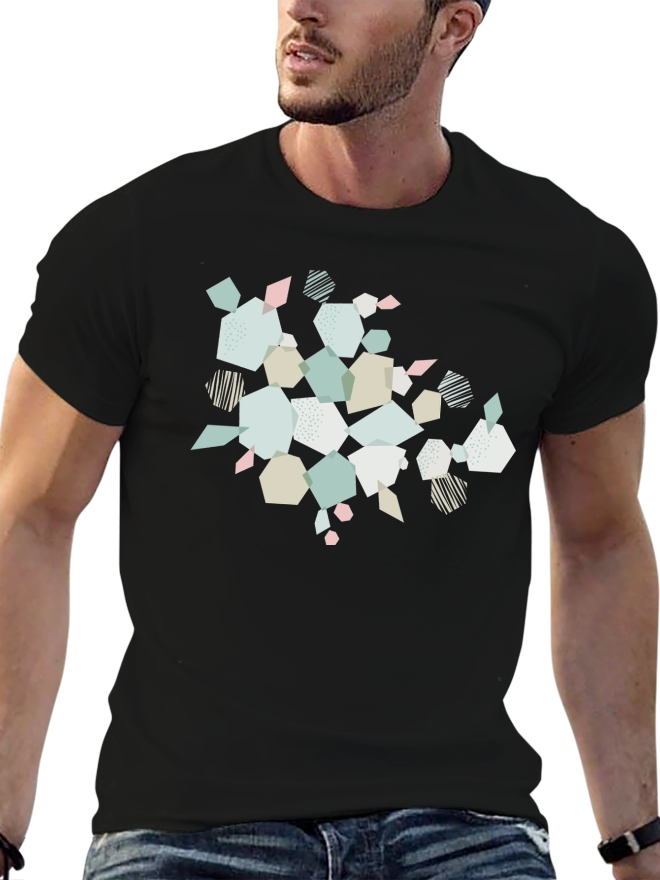 Geometric Print Black T-Shirt