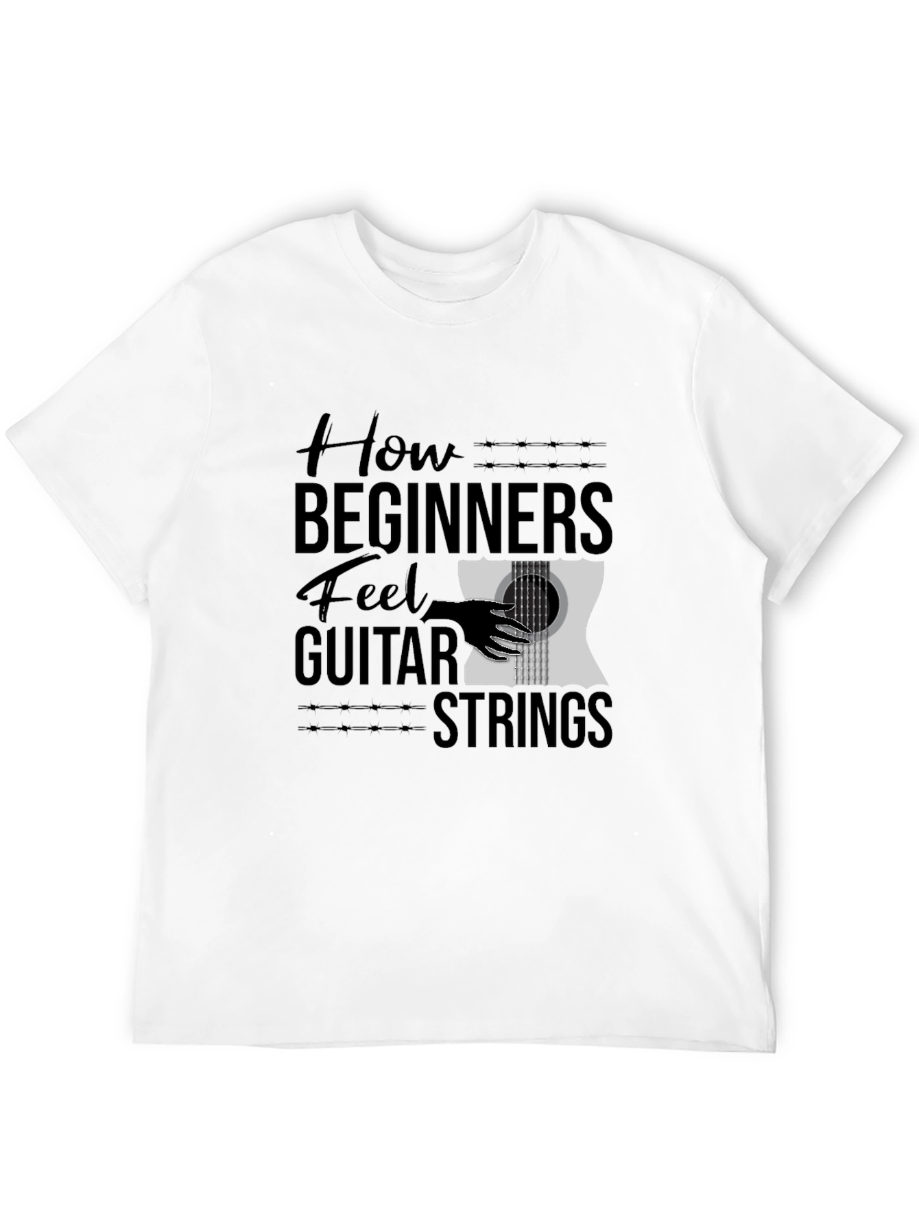 How Beginners Feel Guitar Strings Black T-Shirt