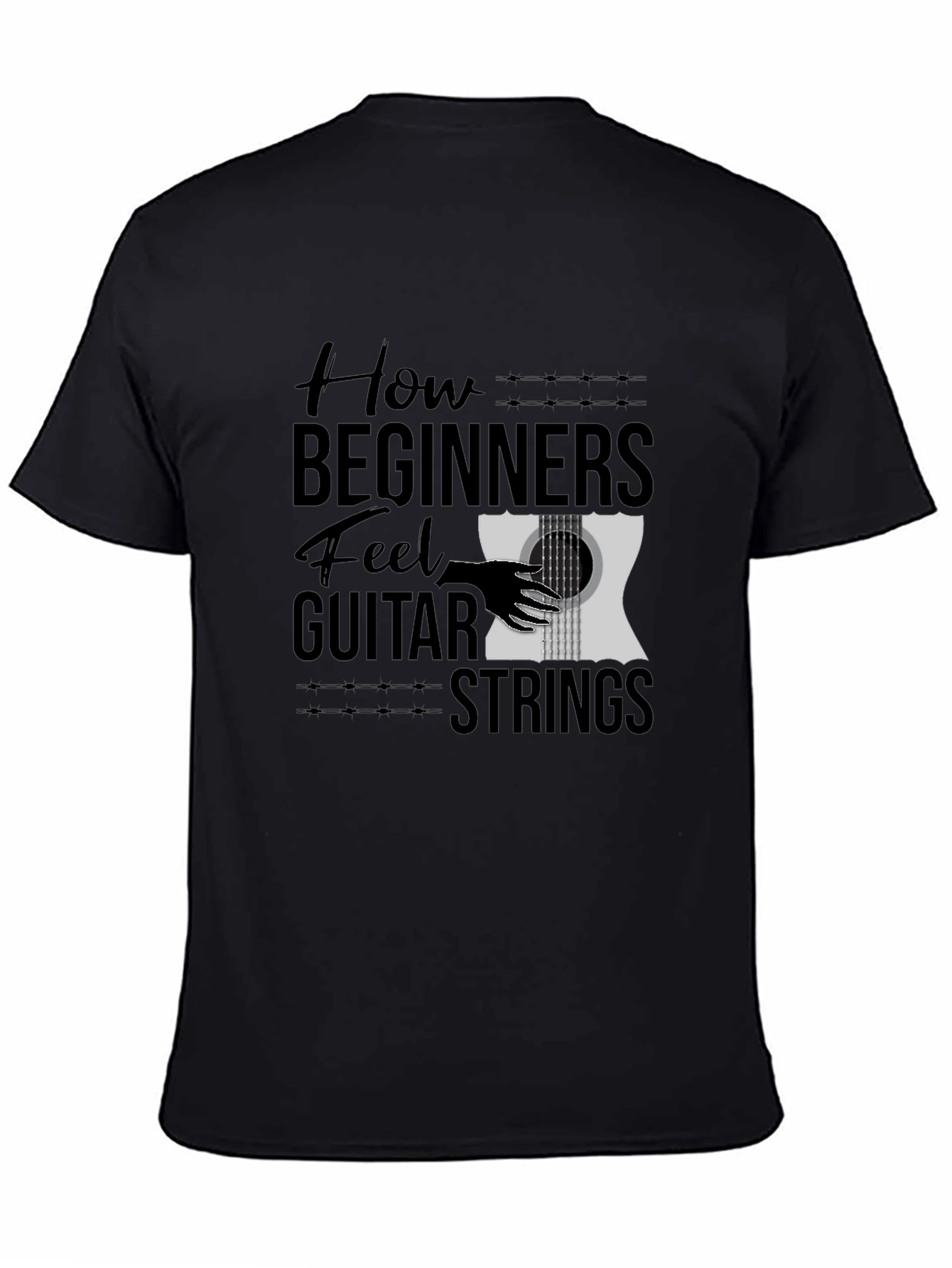 How Beginners Feel Guitar Strings Black T-Shirt