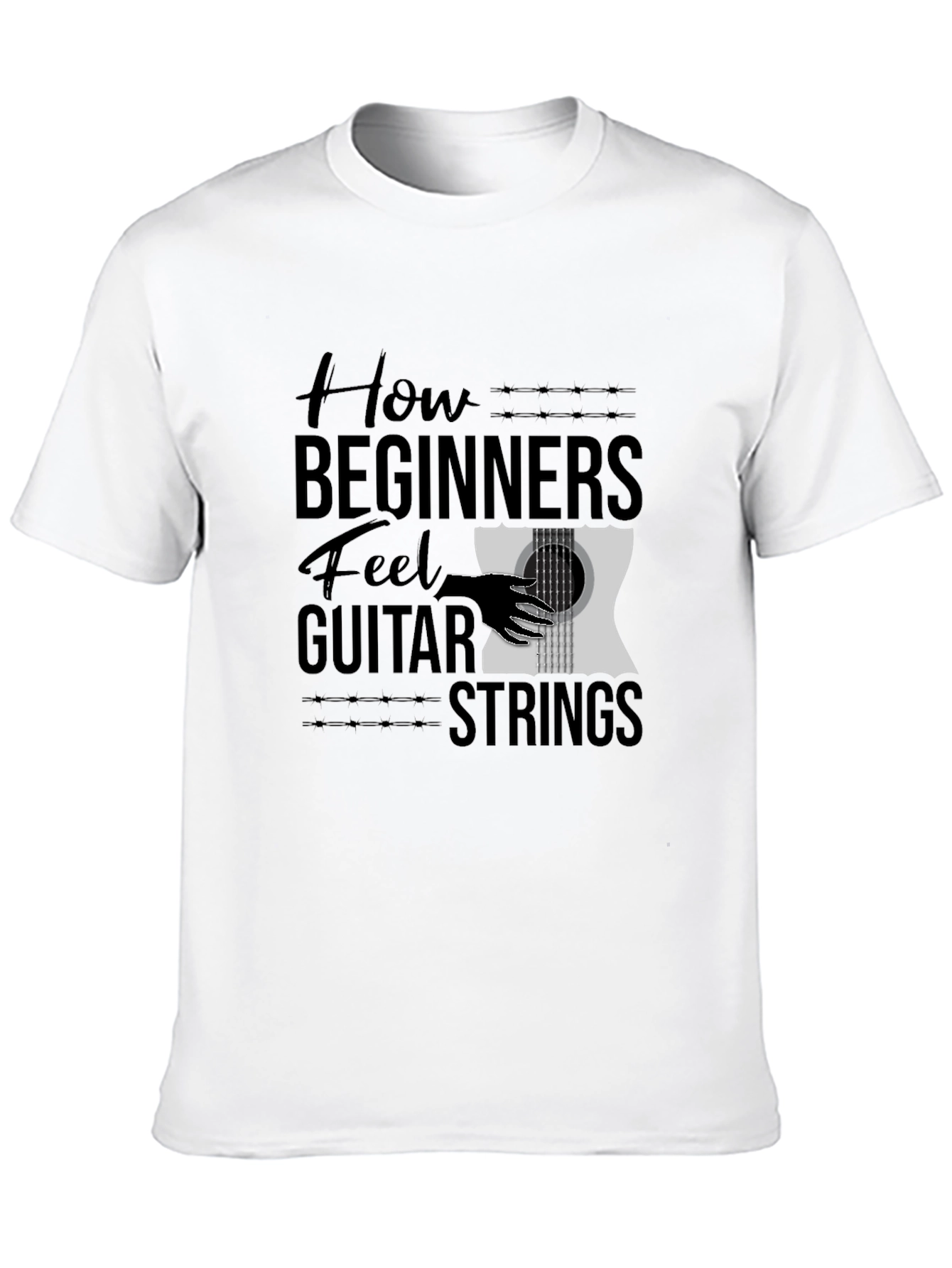 How Beginners Feel Guitar Strings Black T-Shirt