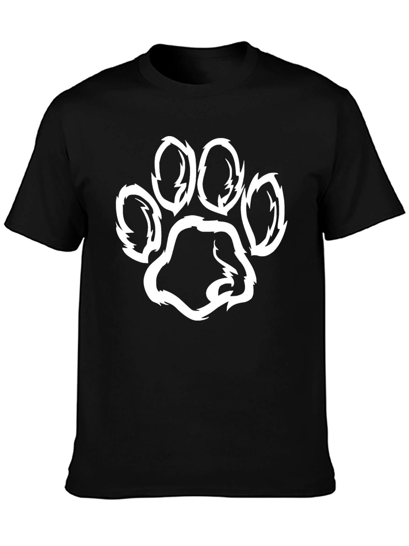 Black T-Shirt with Paw Print Graphic