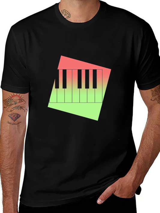 Piano Keys Graphic Tee - Modern Gradient Design